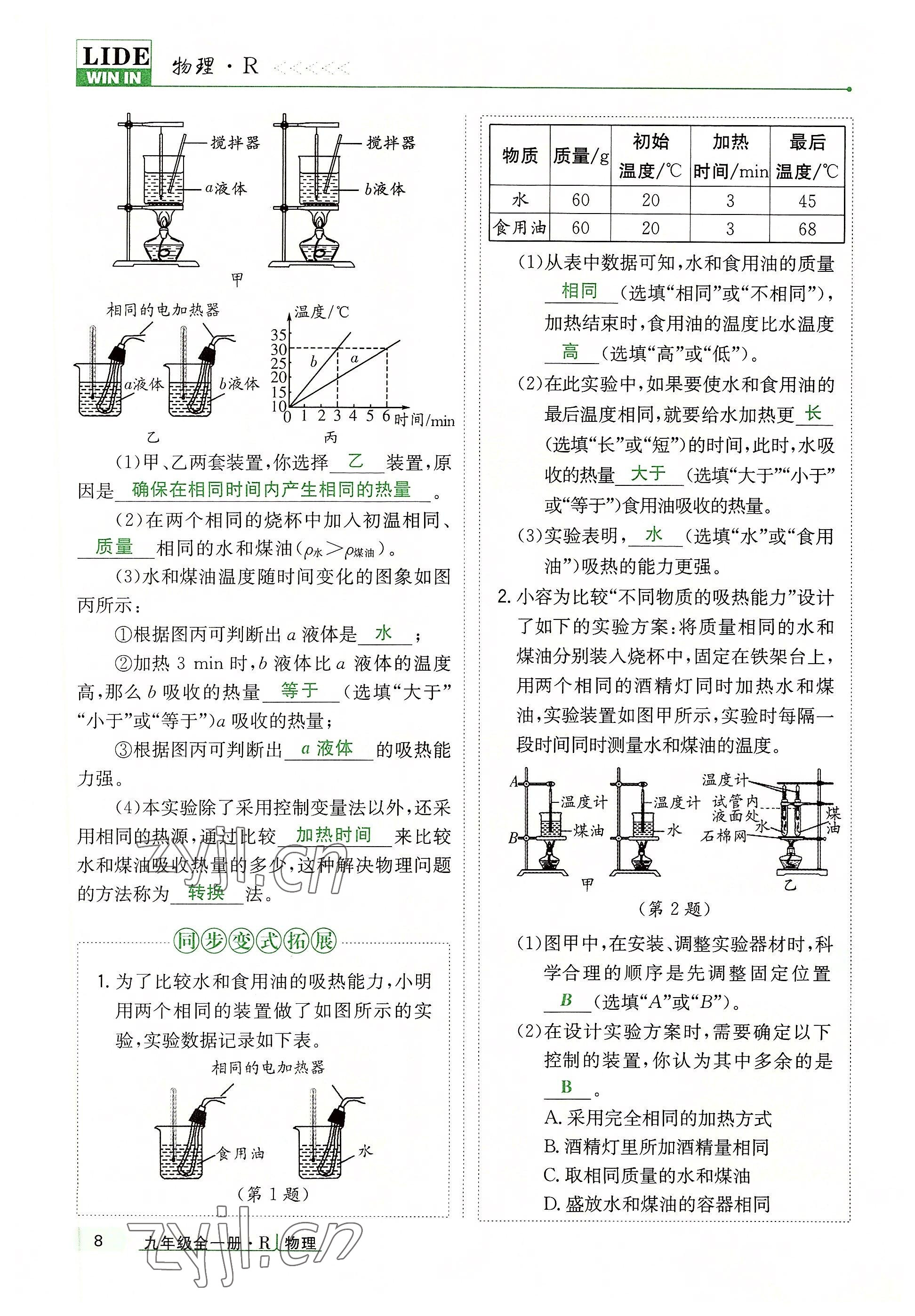 2022年高分突破课时达标讲练测九年级物理全一册人教版 参考答案第8页