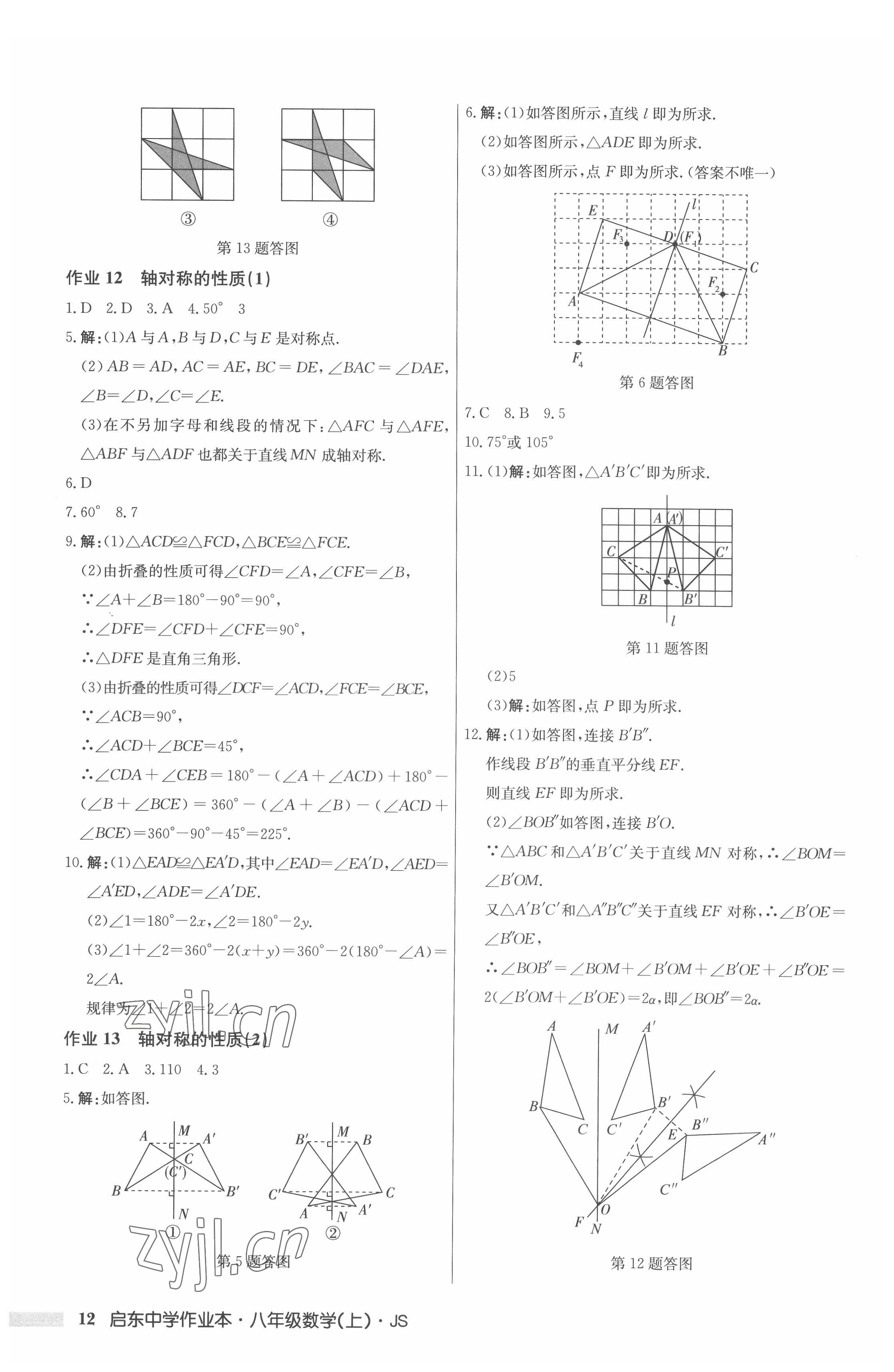 2022年启东中学作业本八年级数学上册江苏版 第12页