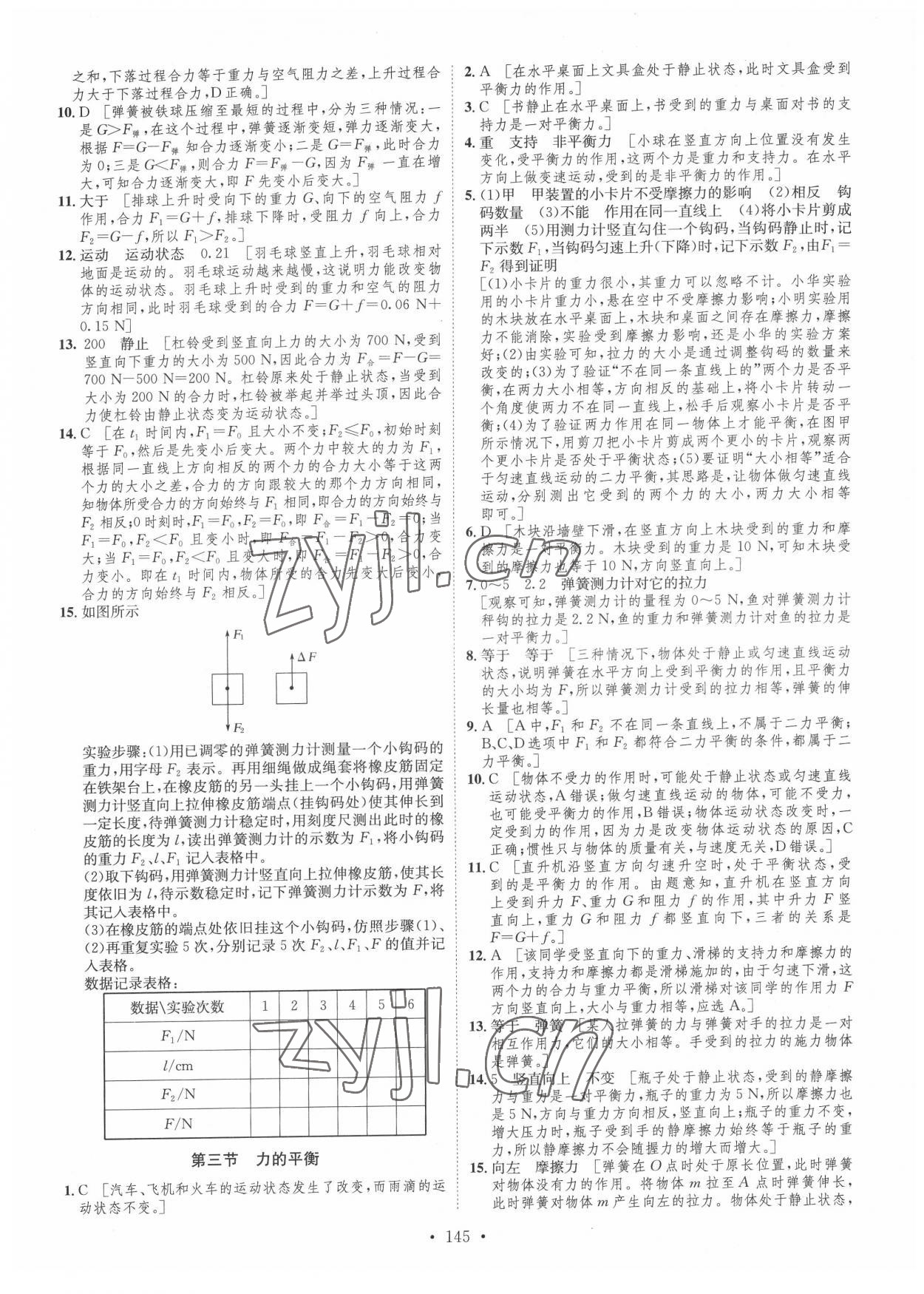 2022年思路教練同步課時(shí)作業(yè)八年級(jí)物理下冊(cè)滬科版 參考答案第3頁(yè)