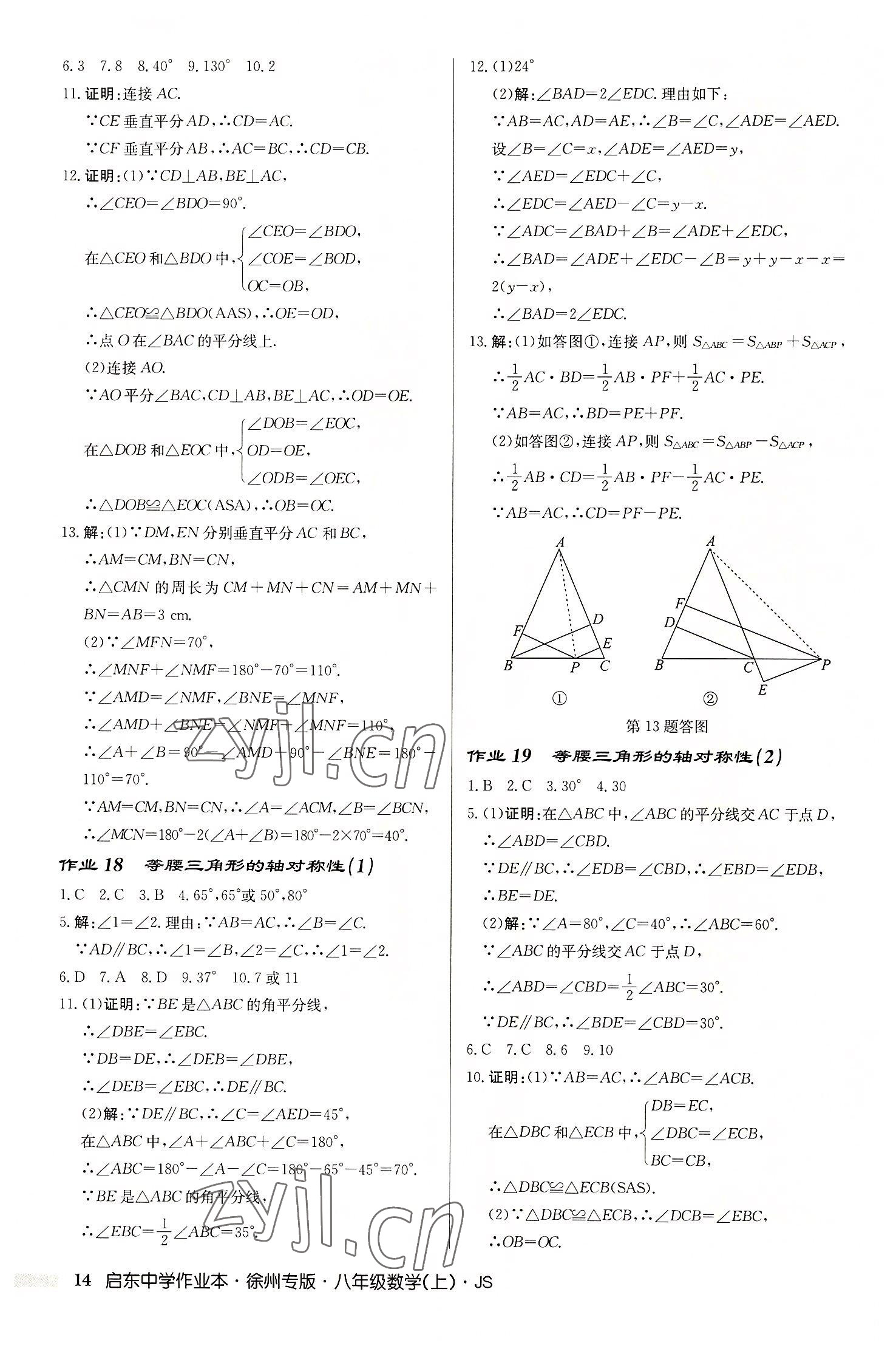 2022年启东中学作业本八年级数学上册苏科版徐州专版 第14页