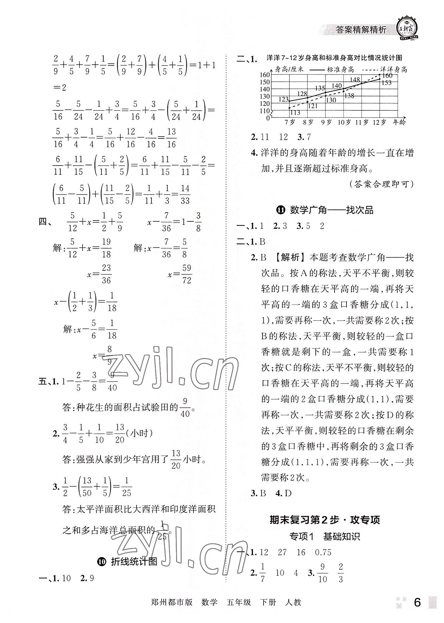 2022年王朝霞期末真題精編五年級數(shù)學下冊人教版鄭州專版 參考答案第6頁