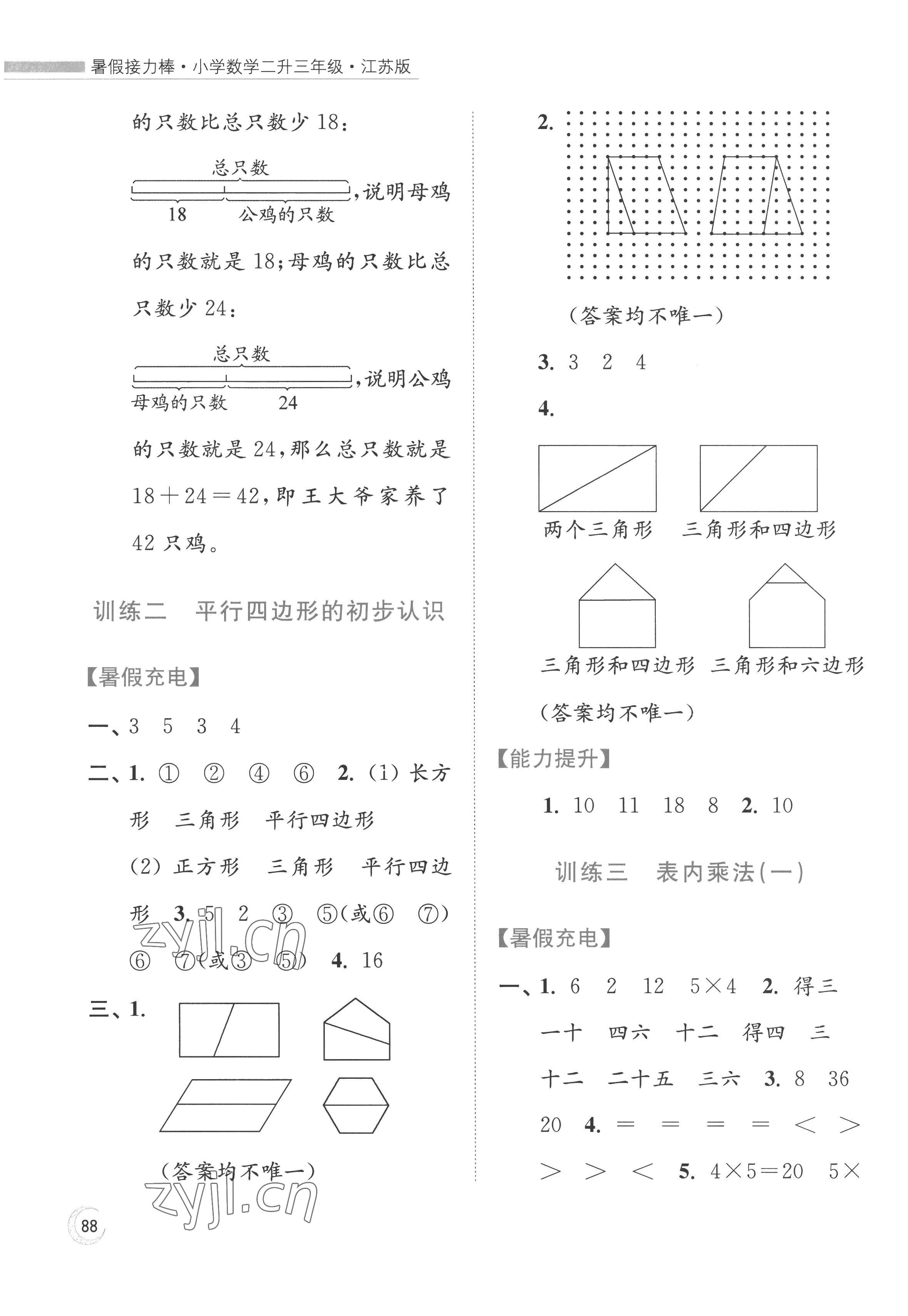 2022年小學數(shù)學暑假接力棒二升三年級江蘇版 第2頁