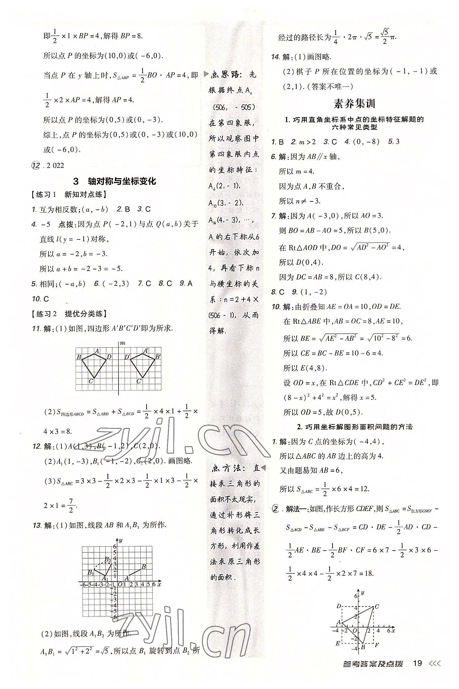 2022年點(diǎn)撥訓(xùn)練八年級(jí)數(shù)學(xué)上冊(cè)北師大版 參考答案第18頁