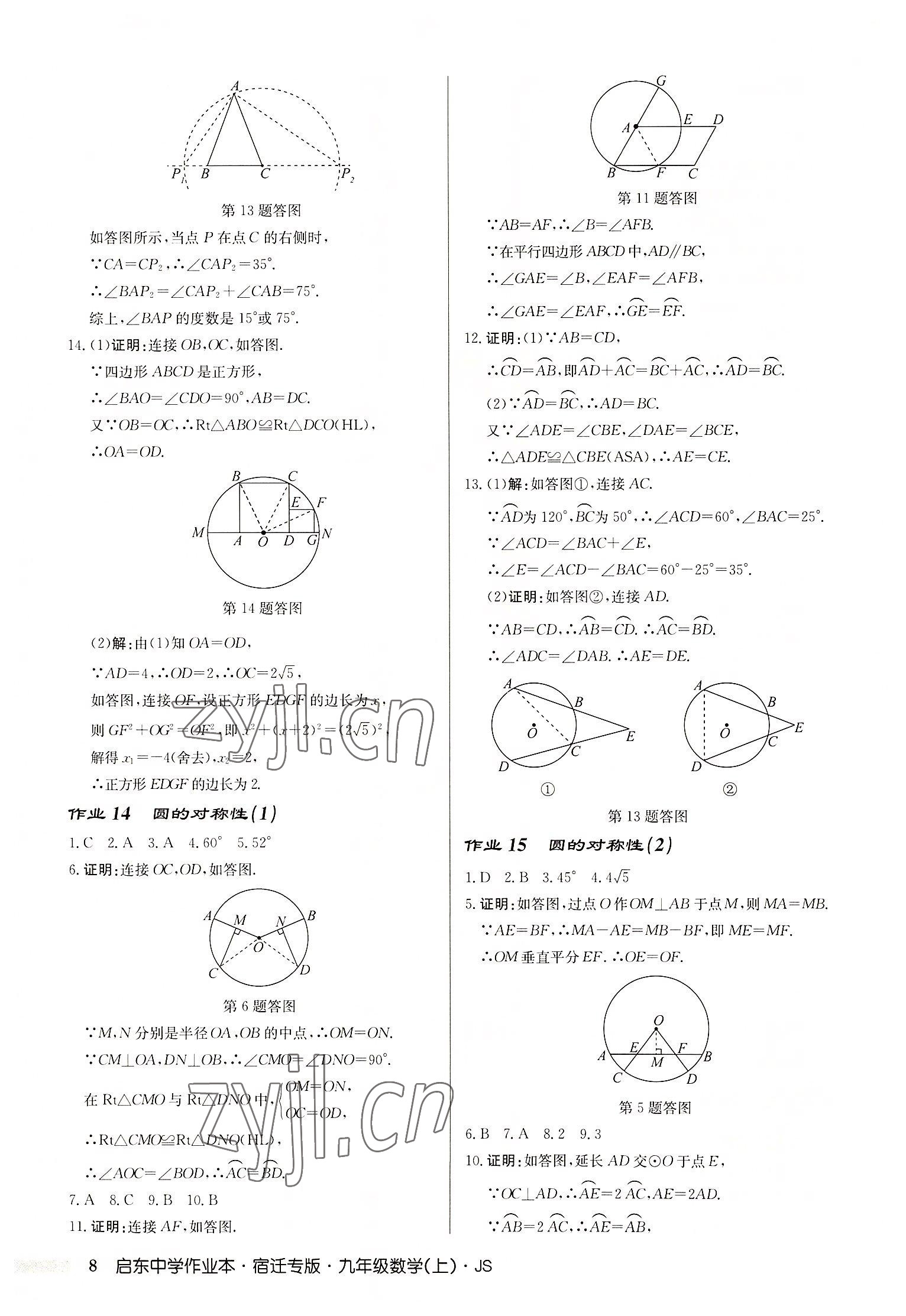 2022年启东中学作业本九年级数学上册苏科版宿迁专版 第8页