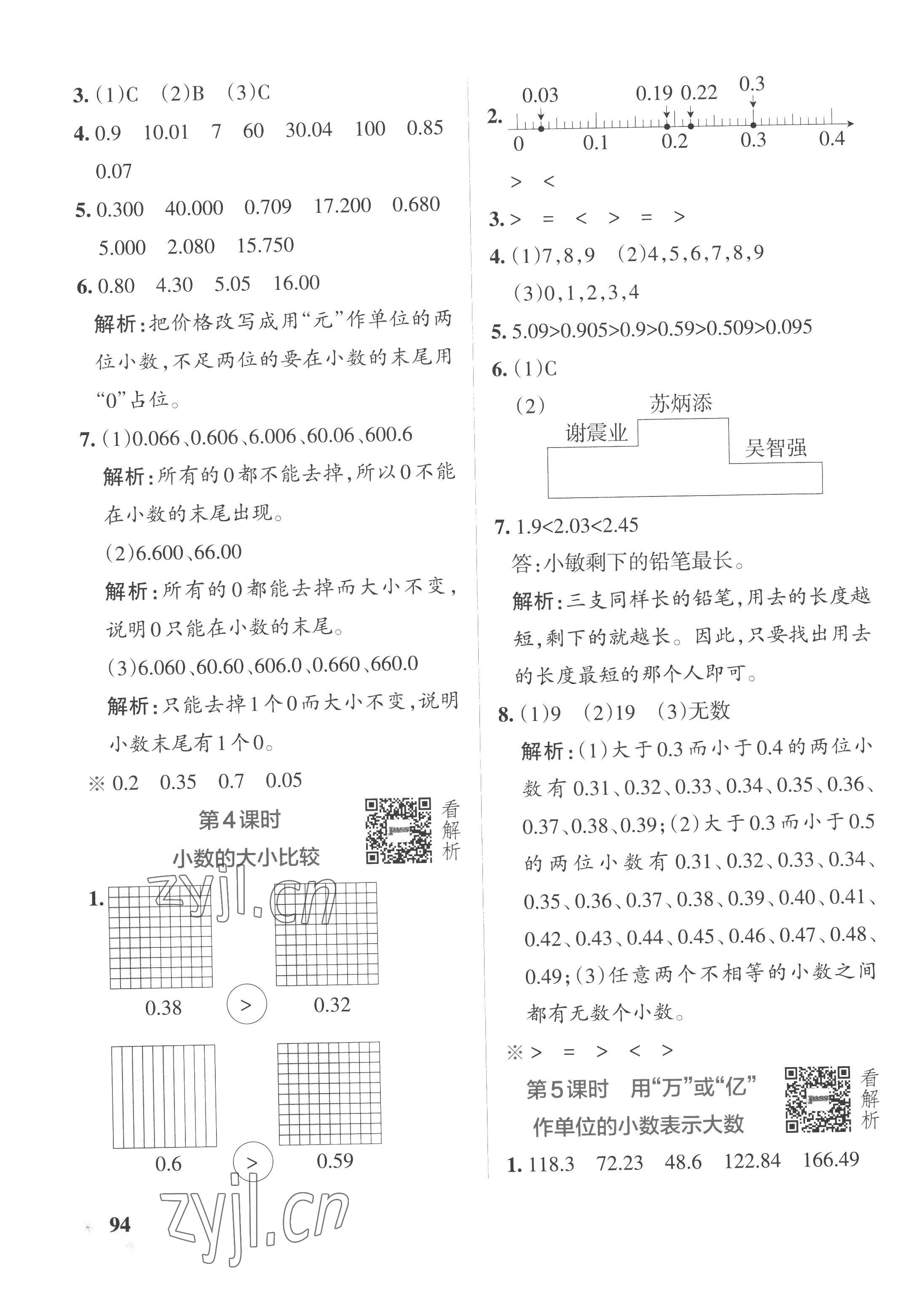 2022年小学学霸作业本五年级数学上册苏教版 参考答案第10页