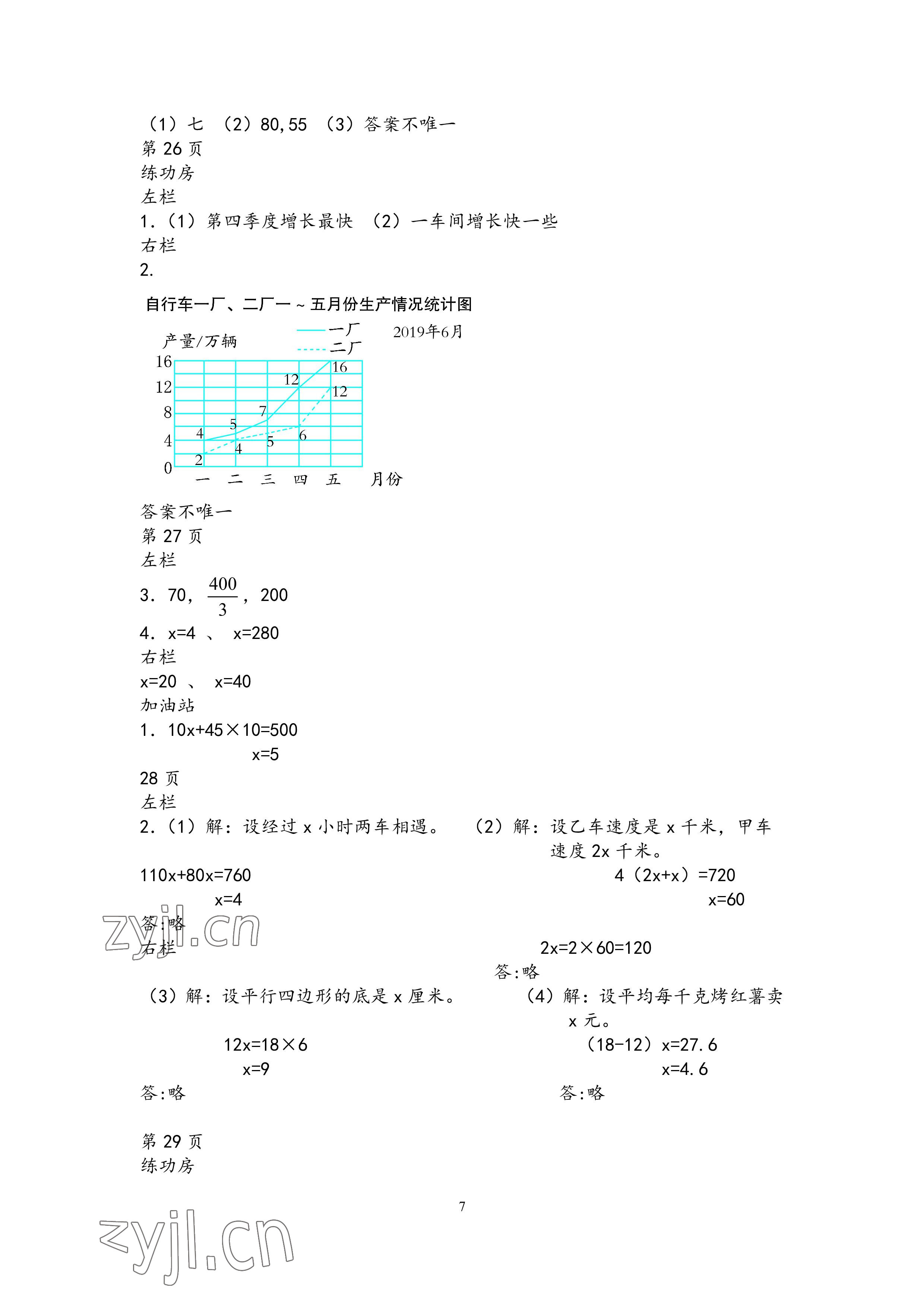 2022年暑假作业五年级数学苏教版安徽少年儿童出版社 参考答案第7页