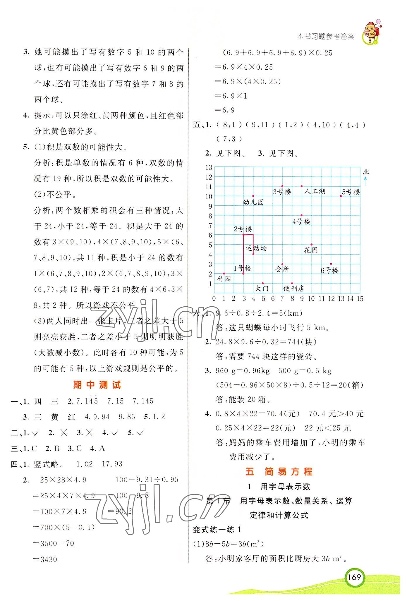 2022年七彩课堂五年级数学上册人教版 参考答案第6页