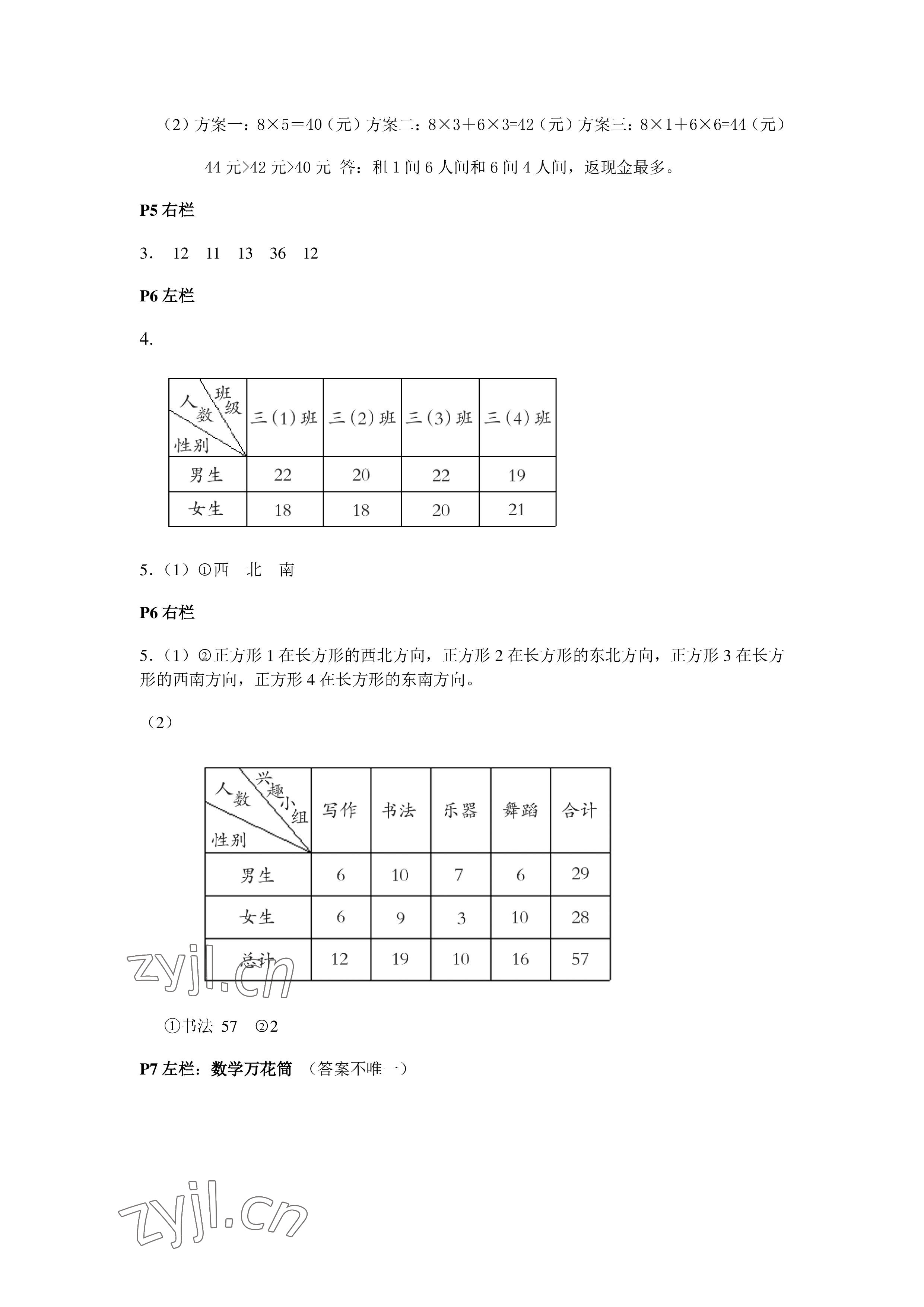 2022年暑假作业三年级数学人教版安徽少年儿童出版社 参考答案第2页