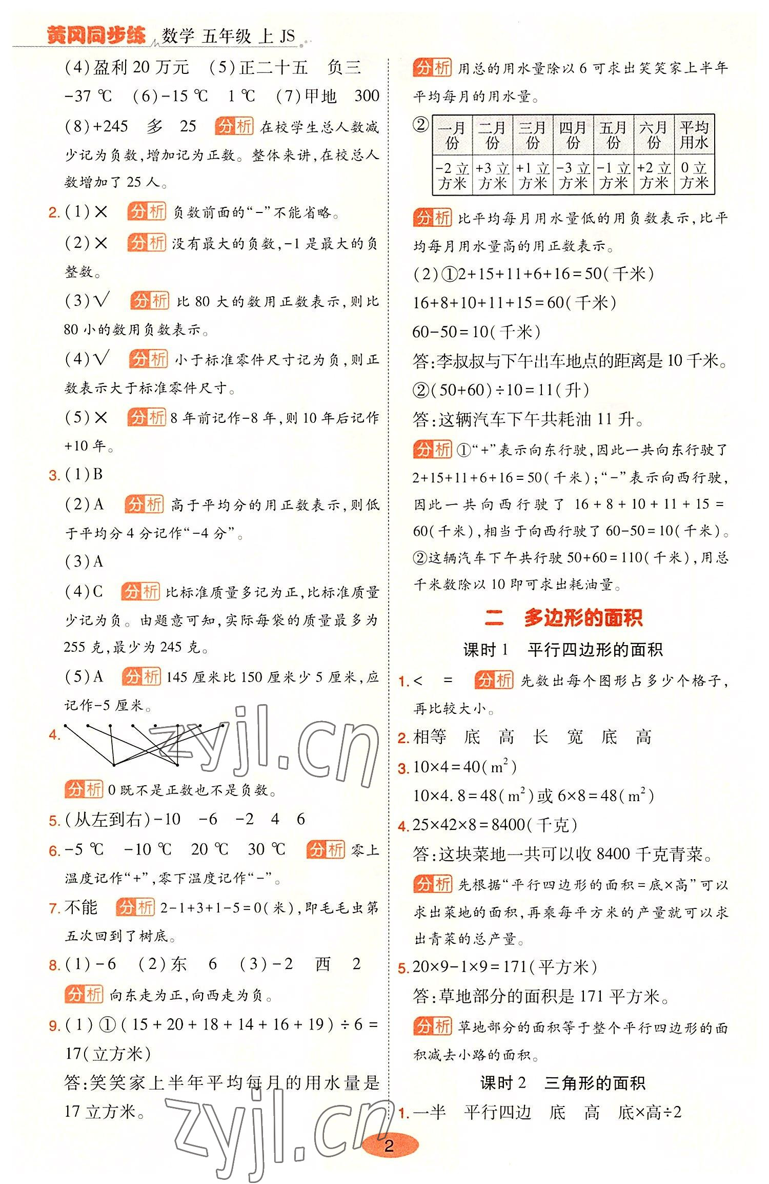 2022年黃岡同步練一日一練五年級(jí)數(shù)學(xué)上冊(cè)蘇教版 參考答案第2頁(yè)