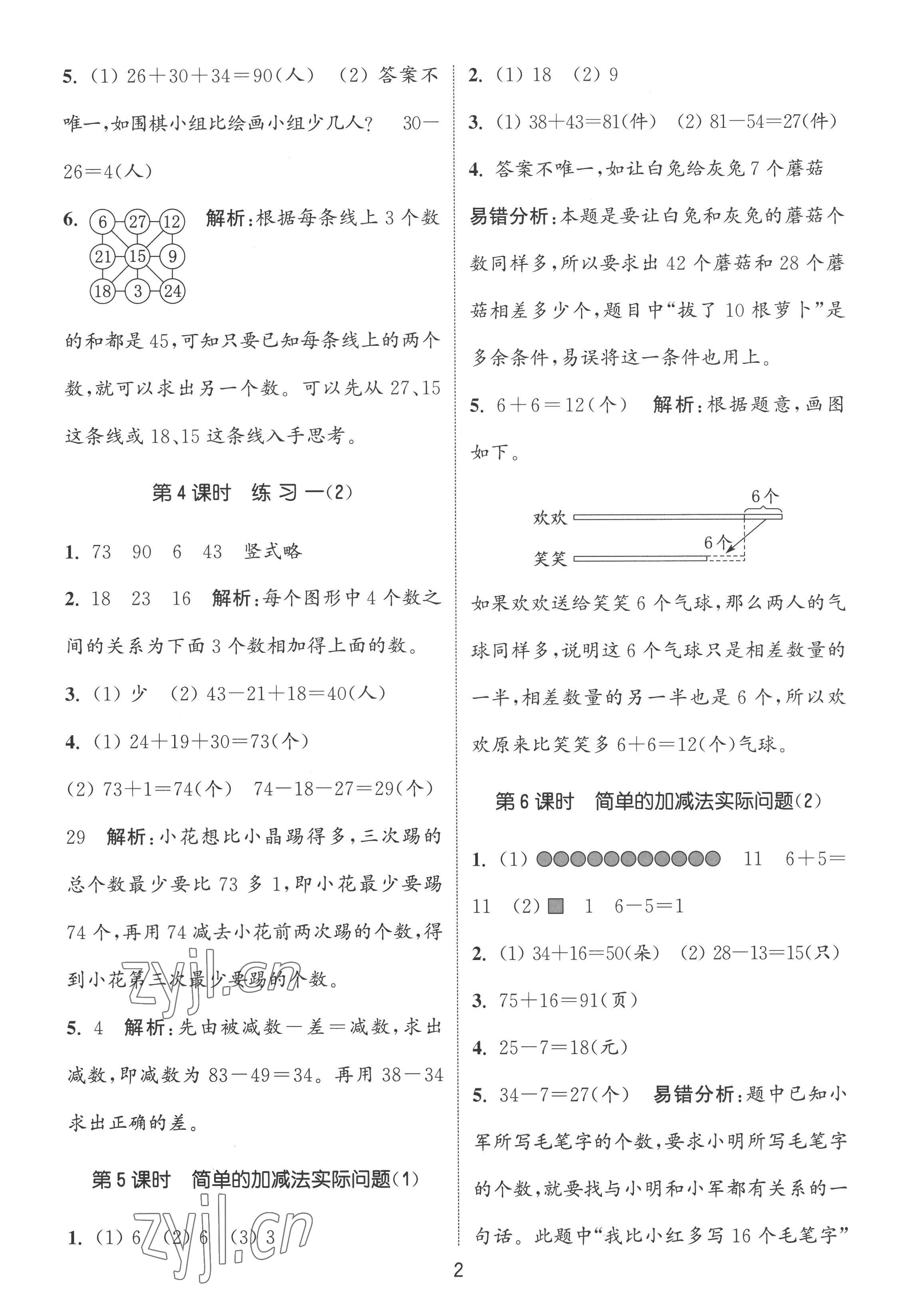 2022年通城學(xué)典課時(shí)作業(yè)本二年級(jí)數(shù)學(xué)上冊(cè)蘇教版 第2頁(yè)