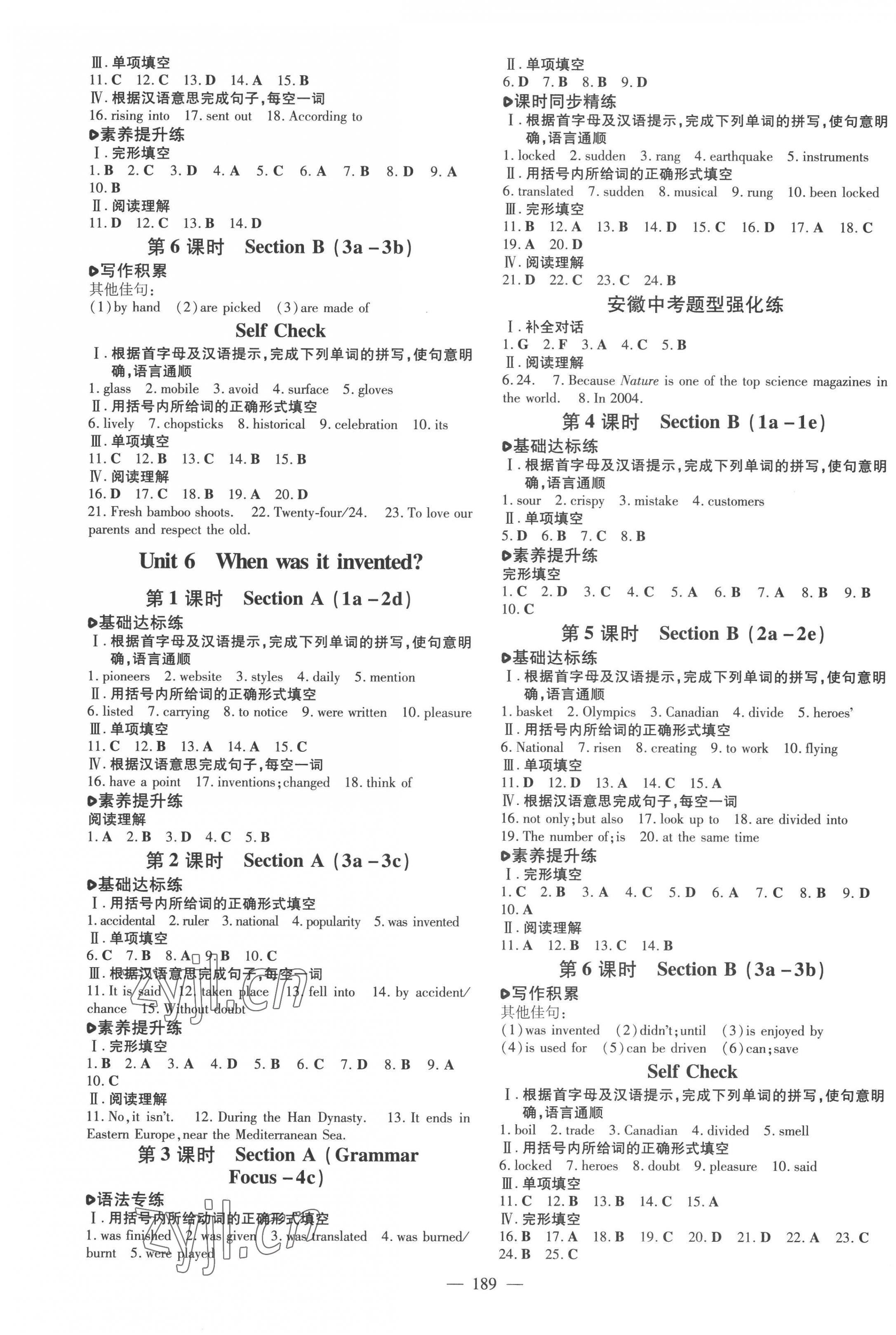 2022年练案九年级英语上册人教版安徽专版 第5页