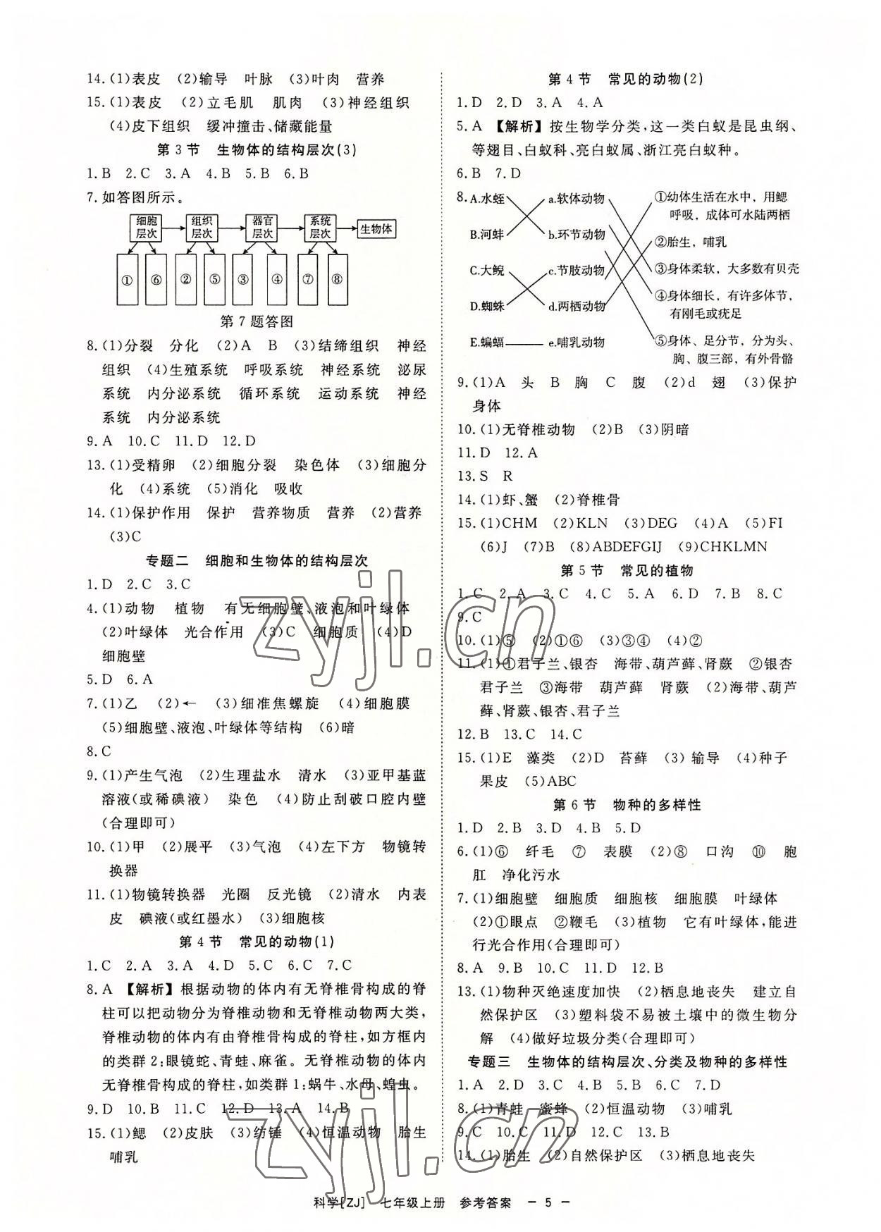 2022年全效学习七年级科学上册浙教版精华版 参考答案第4页