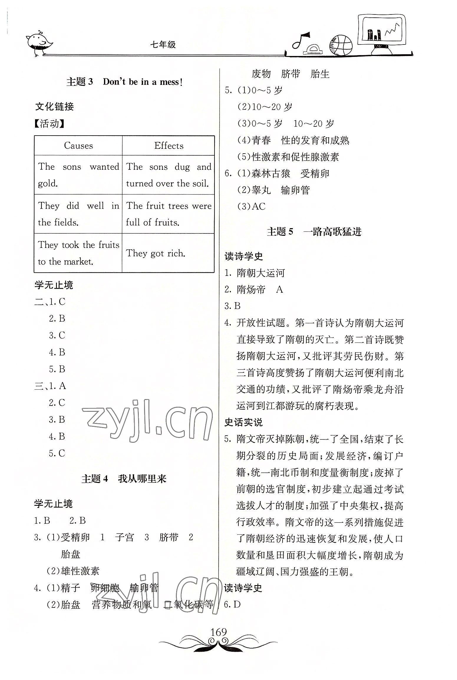2022年新课堂假期生活暑假生活七年级北京教育出版社 参考答案第2页
