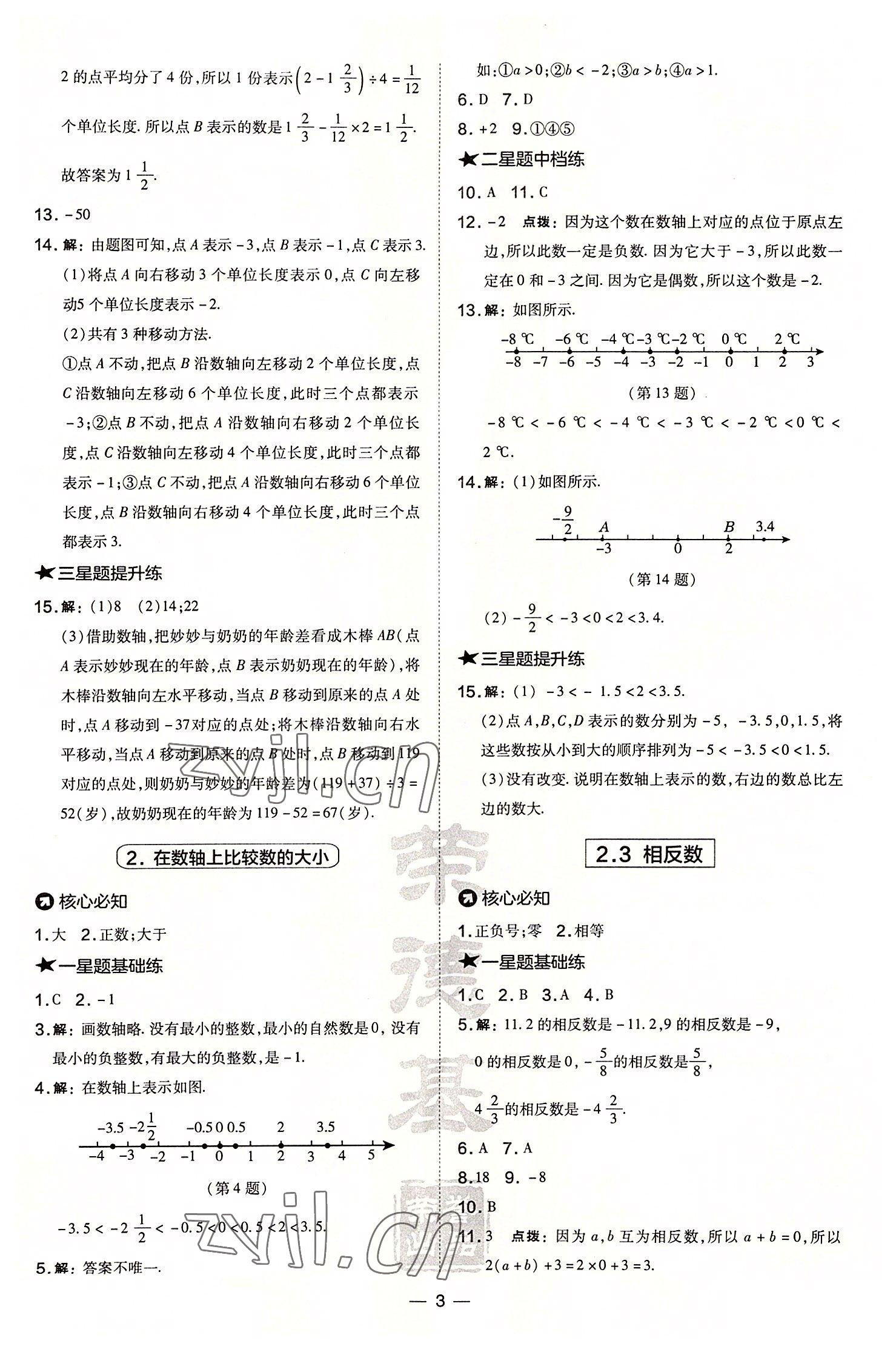 2022年點(diǎn)撥訓(xùn)練七年級(jí)數(shù)學(xué)上冊(cè)華師大版 參考答案第3頁