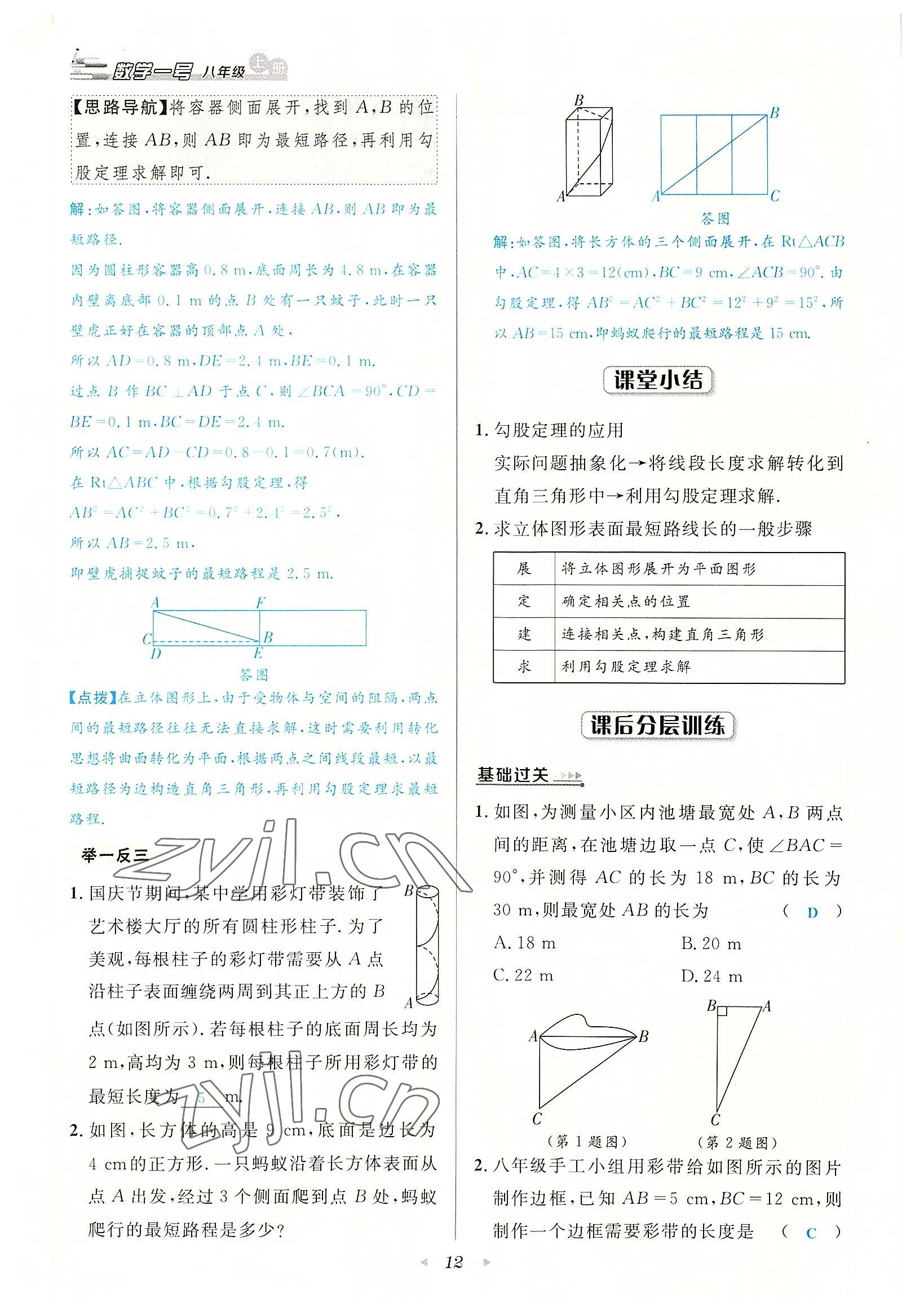 2022年数学一号八年级数学上册北师大版 参考答案第12页