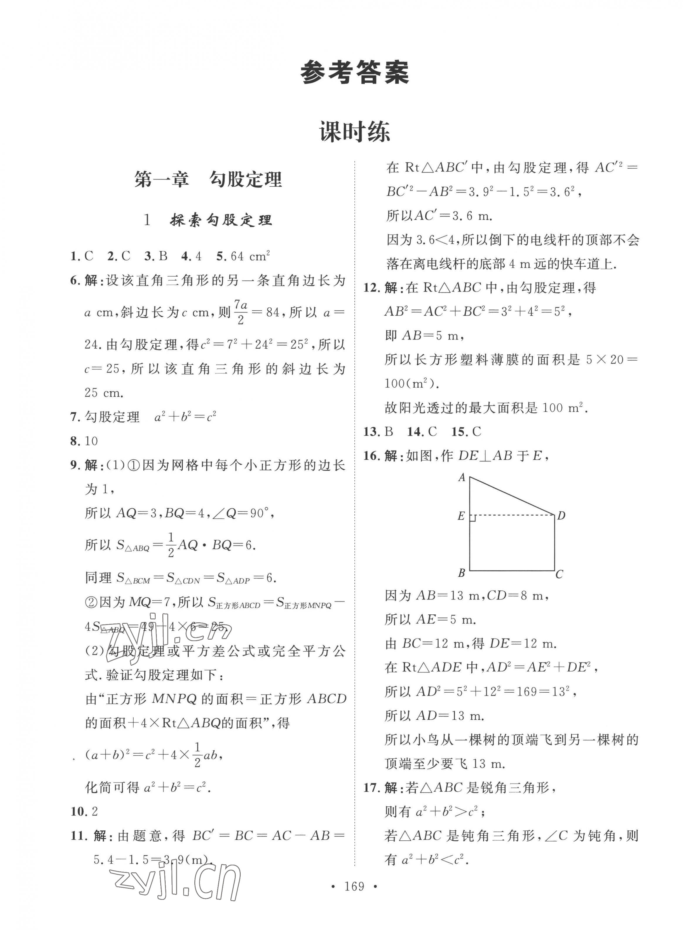 2022年思路教练同步课时作业八年级数学上册北师大版 第1页