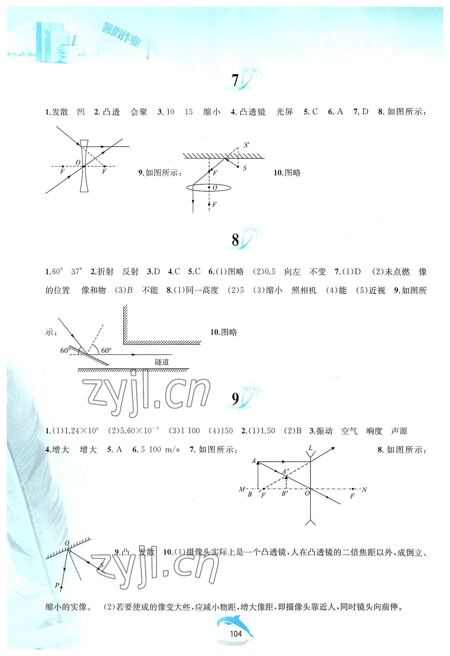 2022年暑假作業(yè)八年級物理滬粵版黃山書社 參考答案第3頁