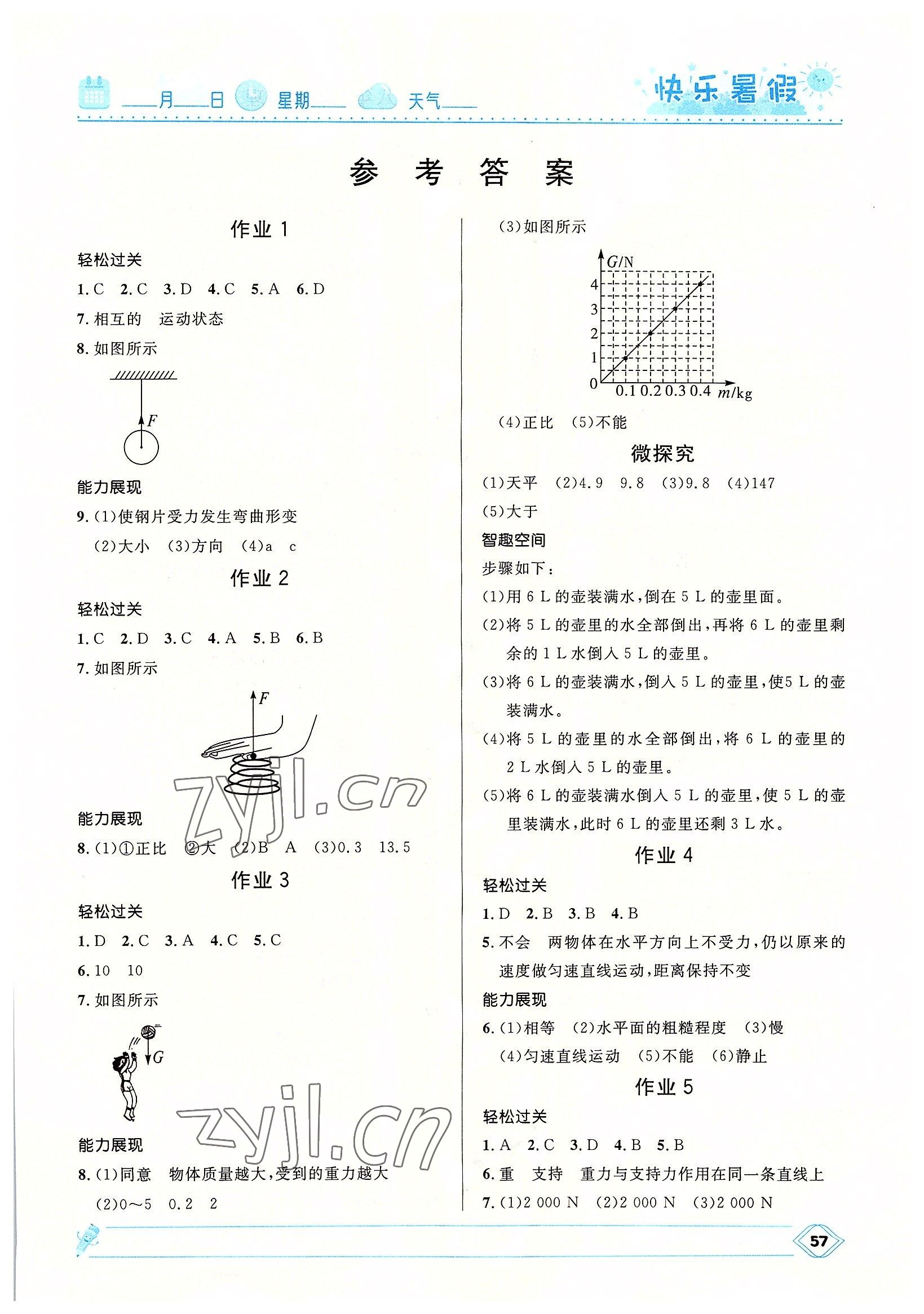 2022年赢在起跑线快乐暑假八年级物理人教版河北少年儿童出版社 第1页