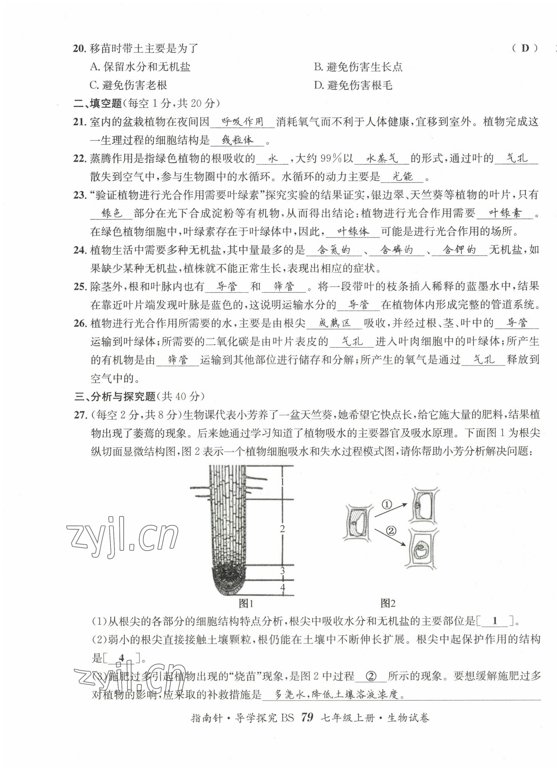 2022年指南针课堂优化七年级生物上册北师大版 第11页