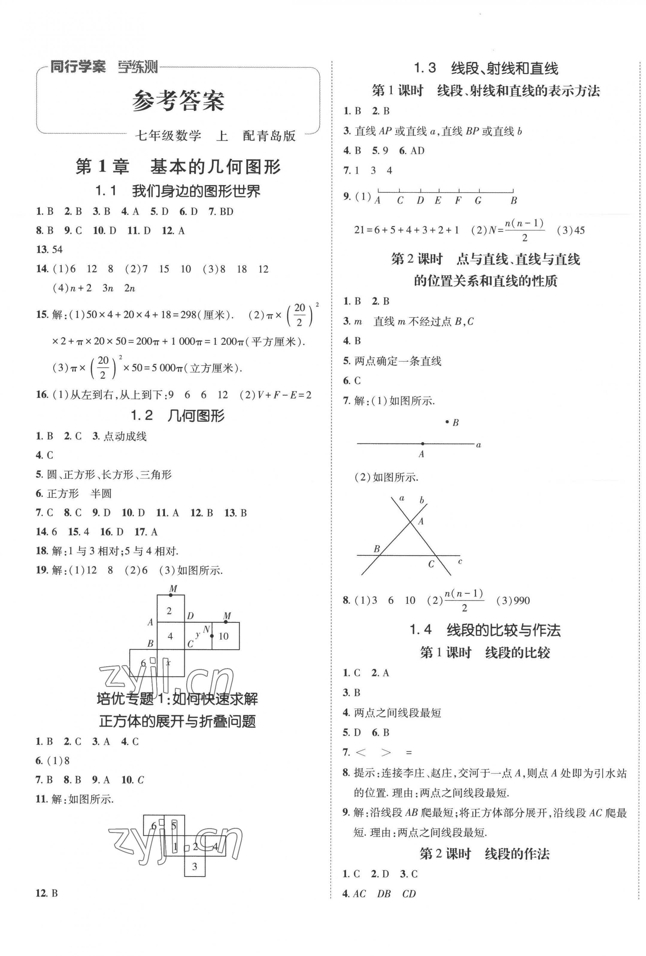 2022年同行学案学练测七年级数学上册青岛版 第1页