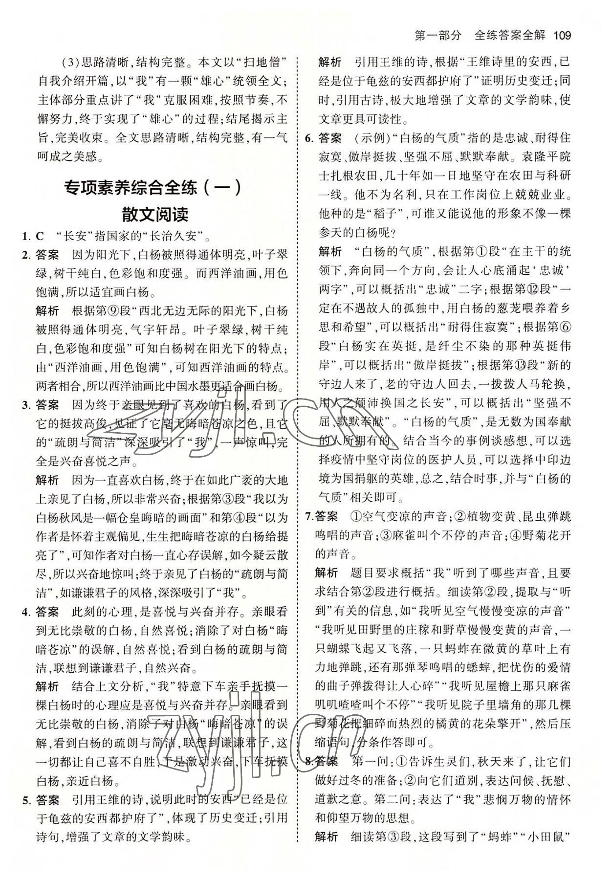 2022年5年中考3年模拟初中语文六年级上册人教版五四学制 第7页