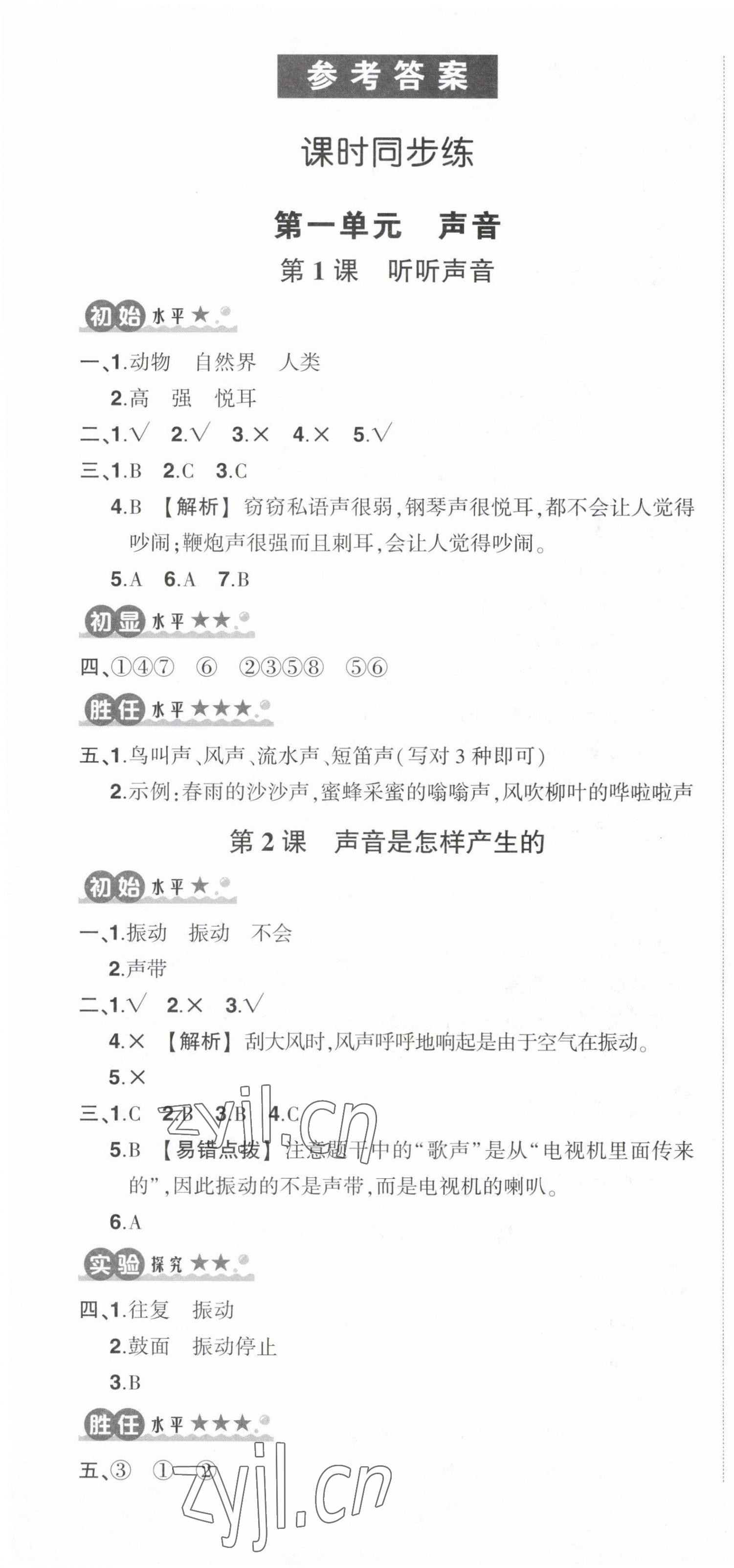 2022年状元成才路创优作业100分四年级科学上册教科版 第1页