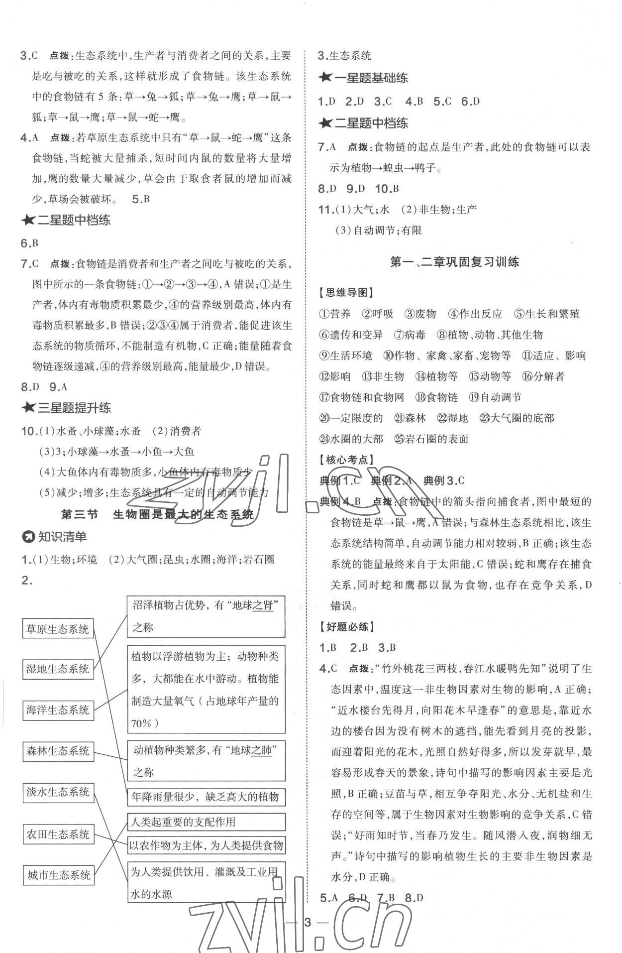 2022年點撥訓(xùn)練七年級生物上冊人教版 第3頁