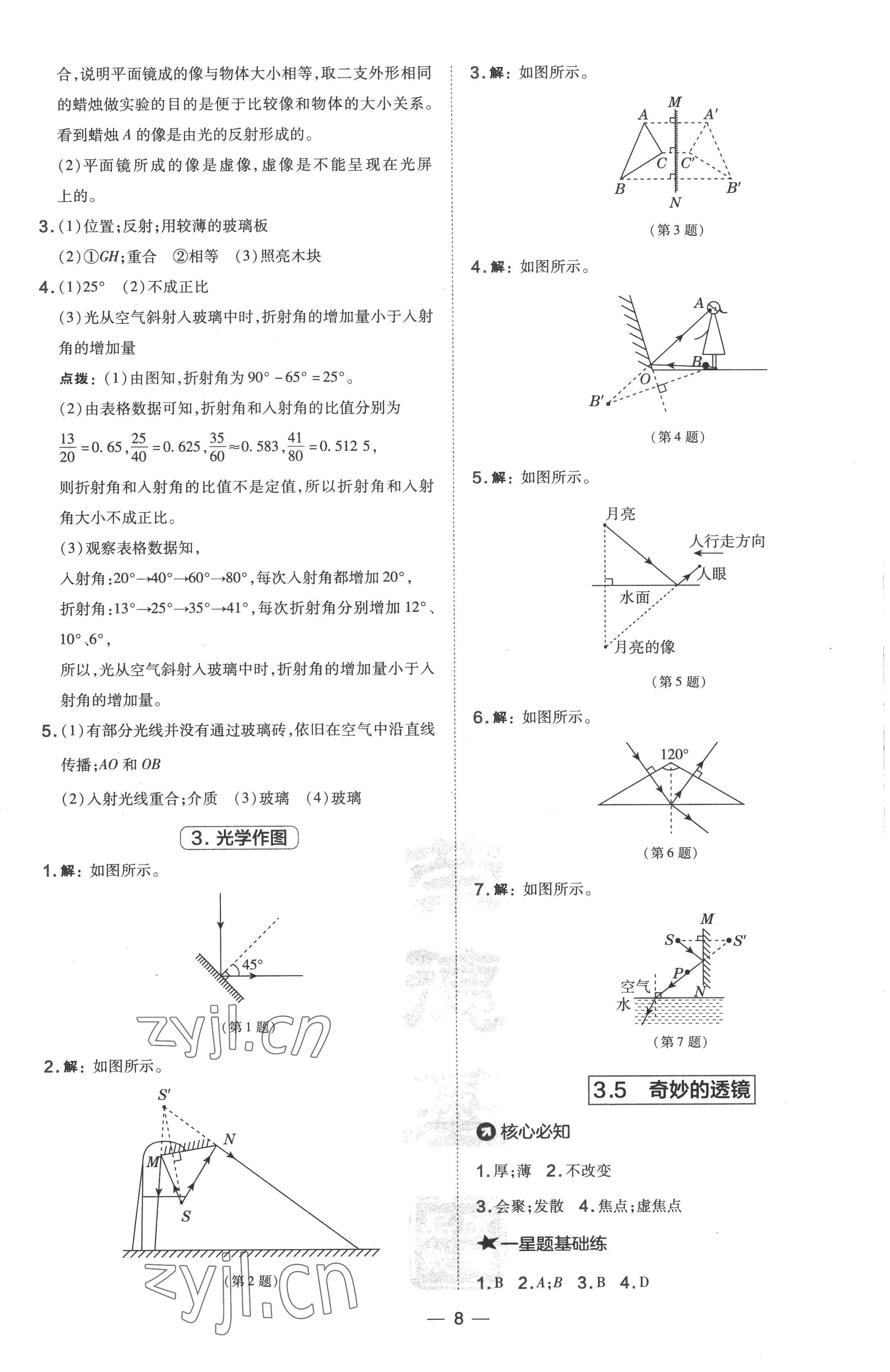 2022年點(diǎn)撥訓(xùn)練八年級(jí)物理上冊(cè)滬粵版 參考答案第8頁