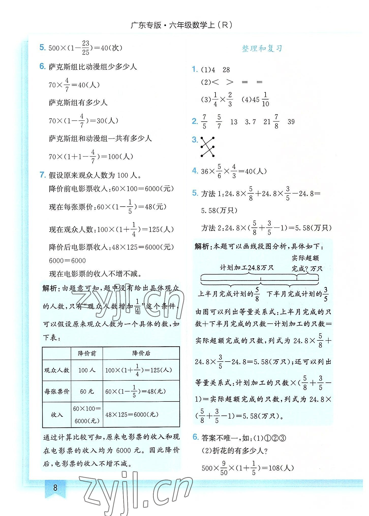 2022年黄冈小状元作业本六年级数学上册人教版广东专版 第8页