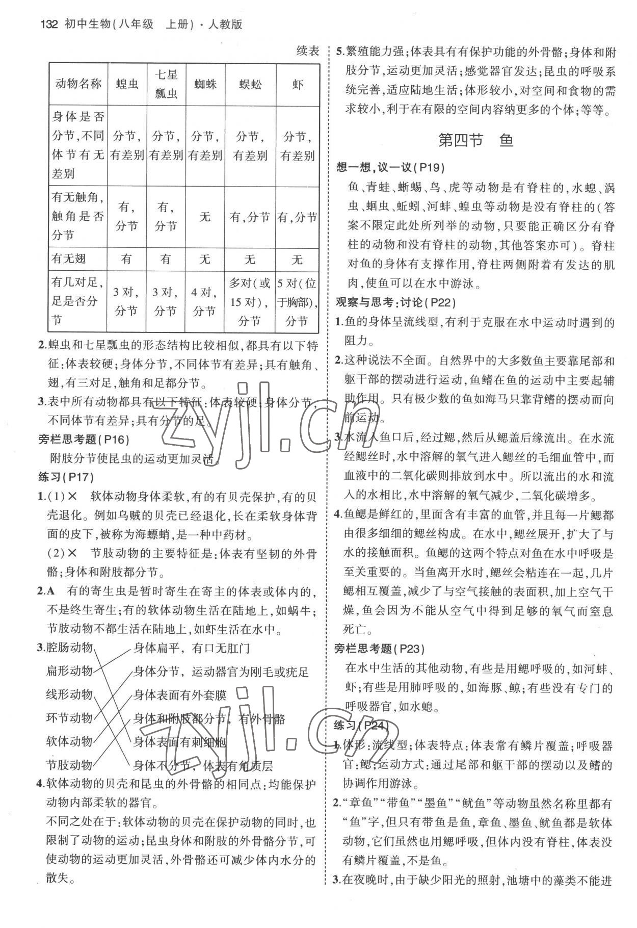 2022年教材課本八年級(jí)生物上冊(cè)人教版 參考答案第2頁(yè)