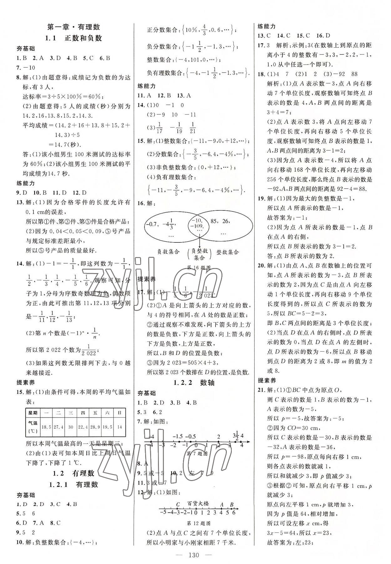 2022年細解巧練七年級數(shù)學(xué)上冊人教版 參考答案第1頁