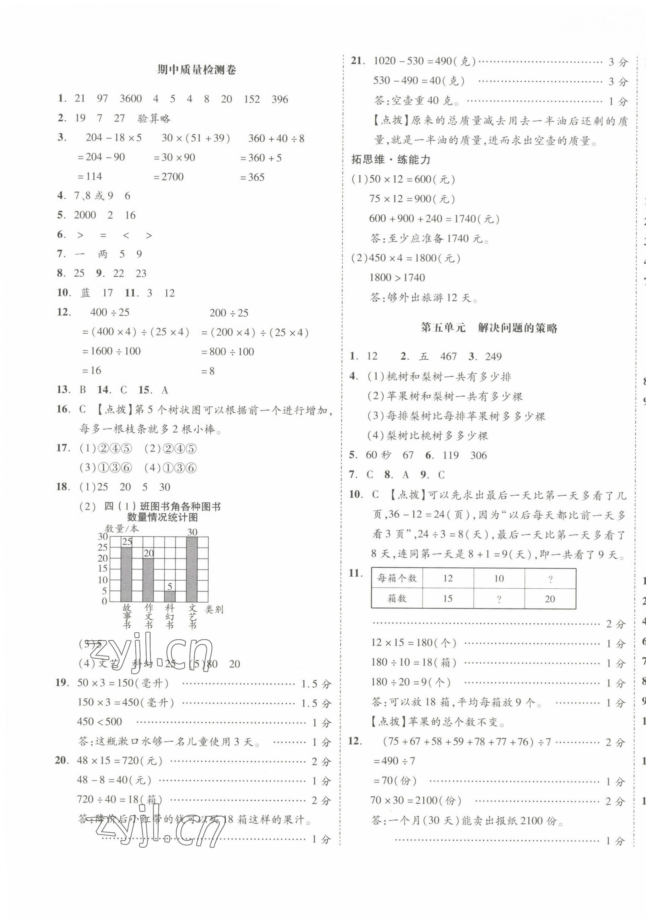 2022年全品小復(fù)習(xí)四年級數(shù)學(xué)上冊蘇教版 第5頁