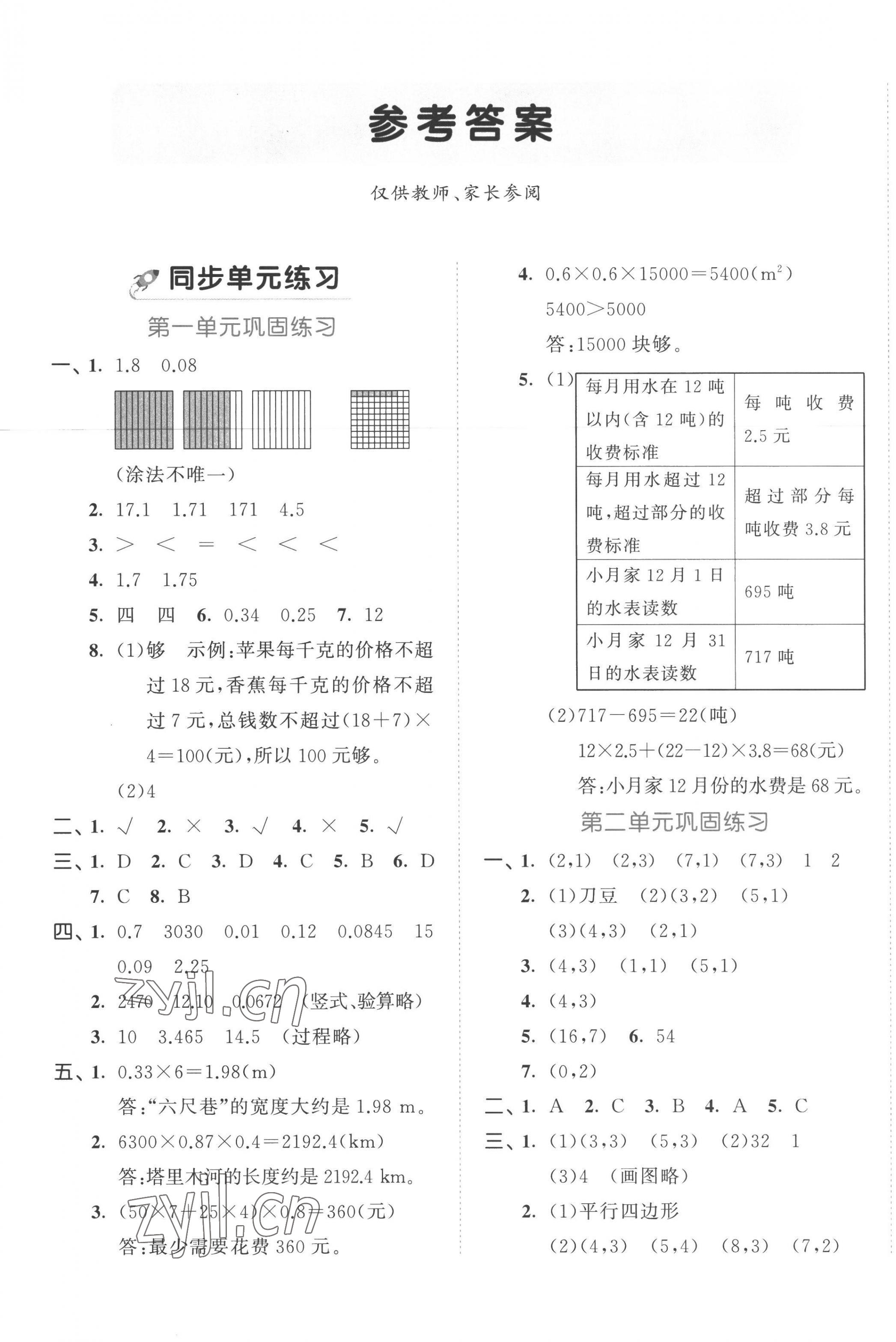 2022年53全優(yōu)卷五年級數(shù)學(xué)上冊人教版 第1頁