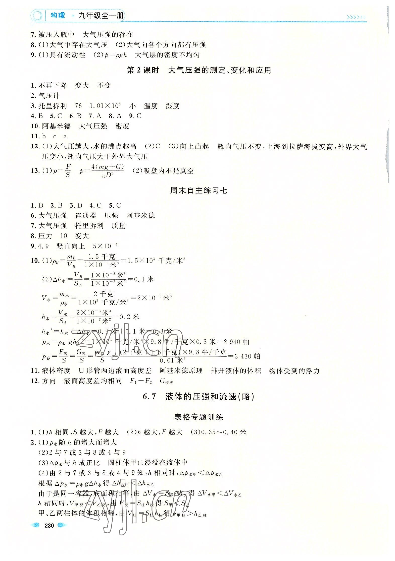 2022年上海作业九年级物理全一册沪教版五四制 第10页