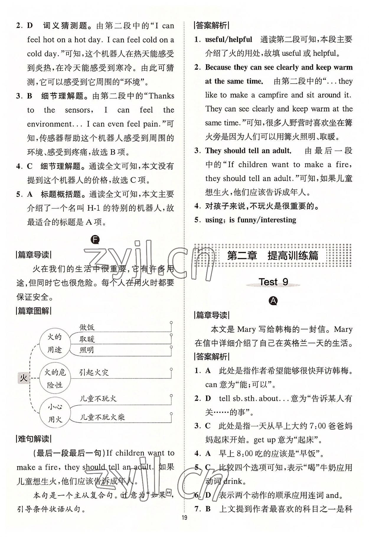 2022年星火英語Spark巔峰訓練完形填空與閱讀理解七年級 參考答案第19頁