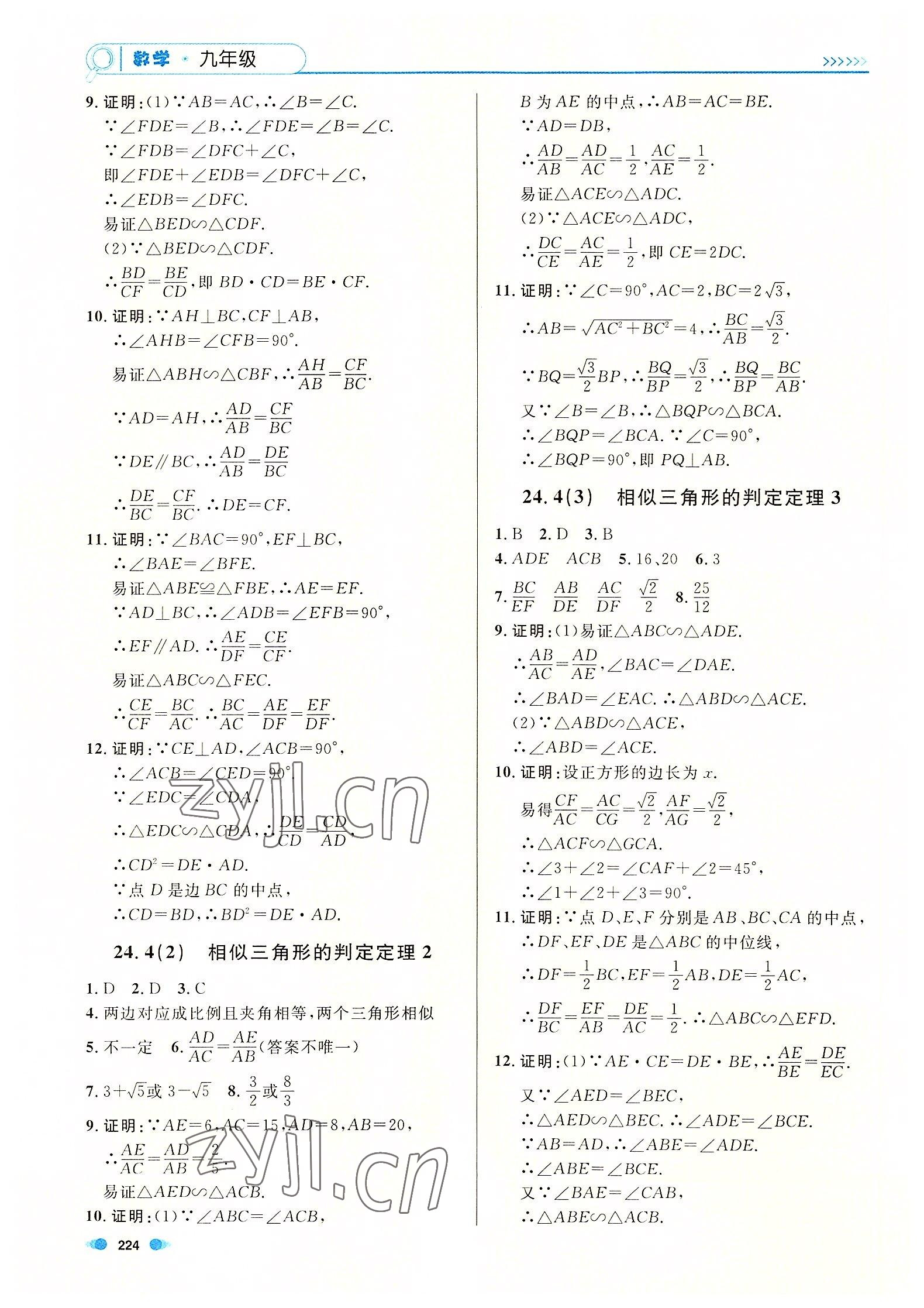 2022年上海作业九年级数学全一册沪教版54制 第4页