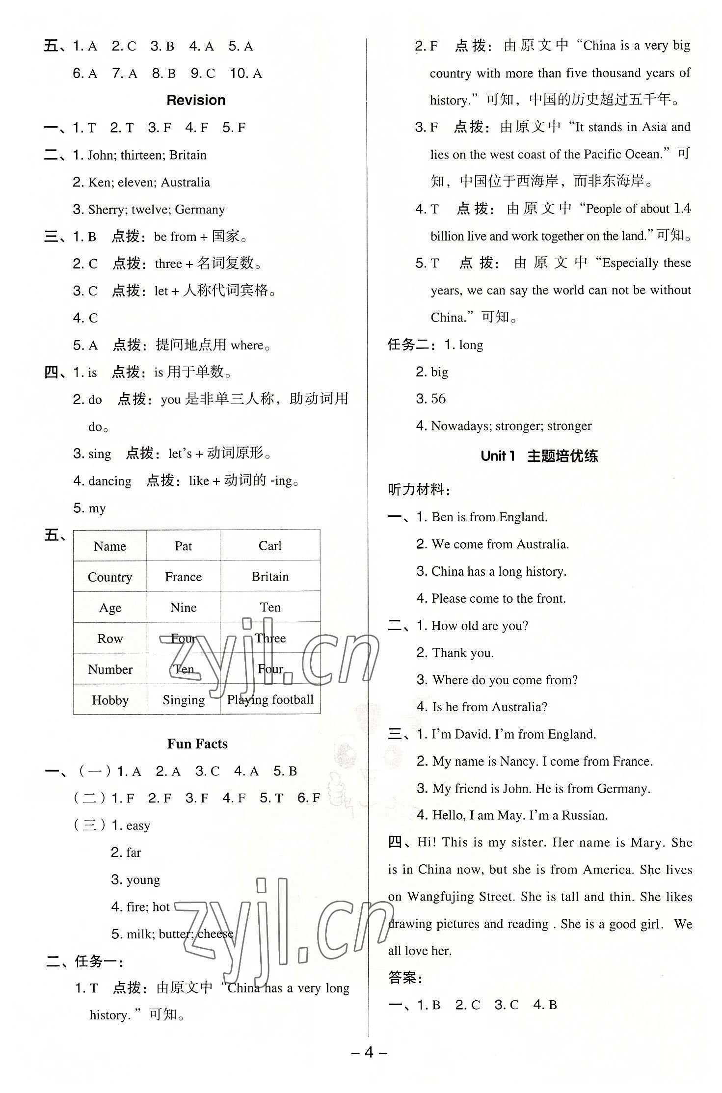 2022年綜合應(yīng)用創(chuàng)新題典中點(diǎn)五年級(jí)英語(yǔ)上冊(cè)人教精通版三起 參考答案第3頁(yè)