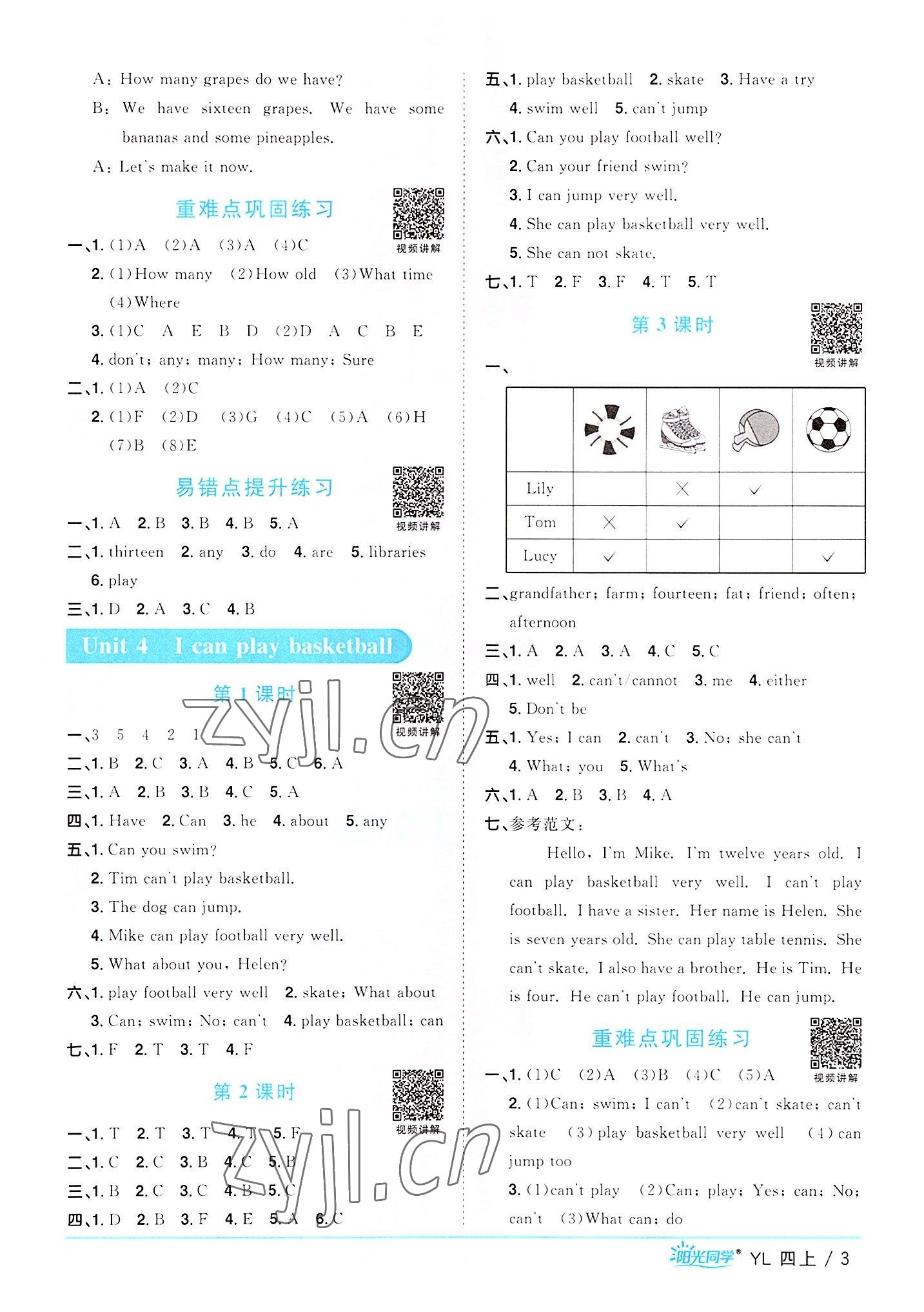 2022年陽光同學課時優(yōu)化作業(yè)四年級英語上冊譯林版 第3頁