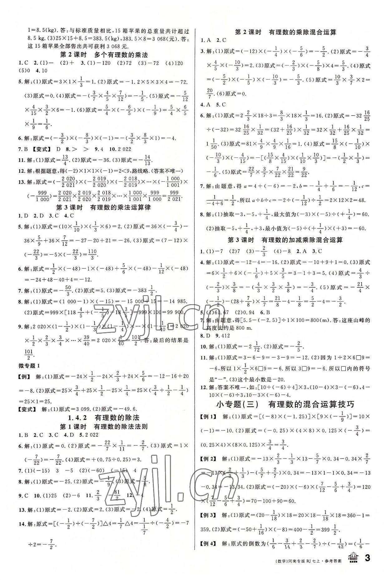 2022年名校課堂七年級(jí)數(shù)學(xué)上冊(cè)人教版2河南專版 第3頁(yè)