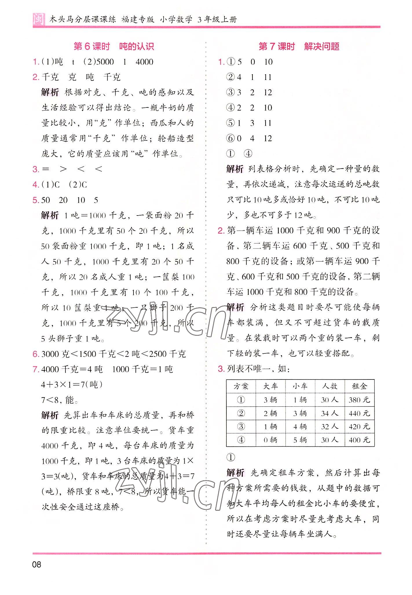 2022年木頭馬分層課課練三年級(jí)數(shù)學(xué)上冊(cè)人教版福建專版 第8頁