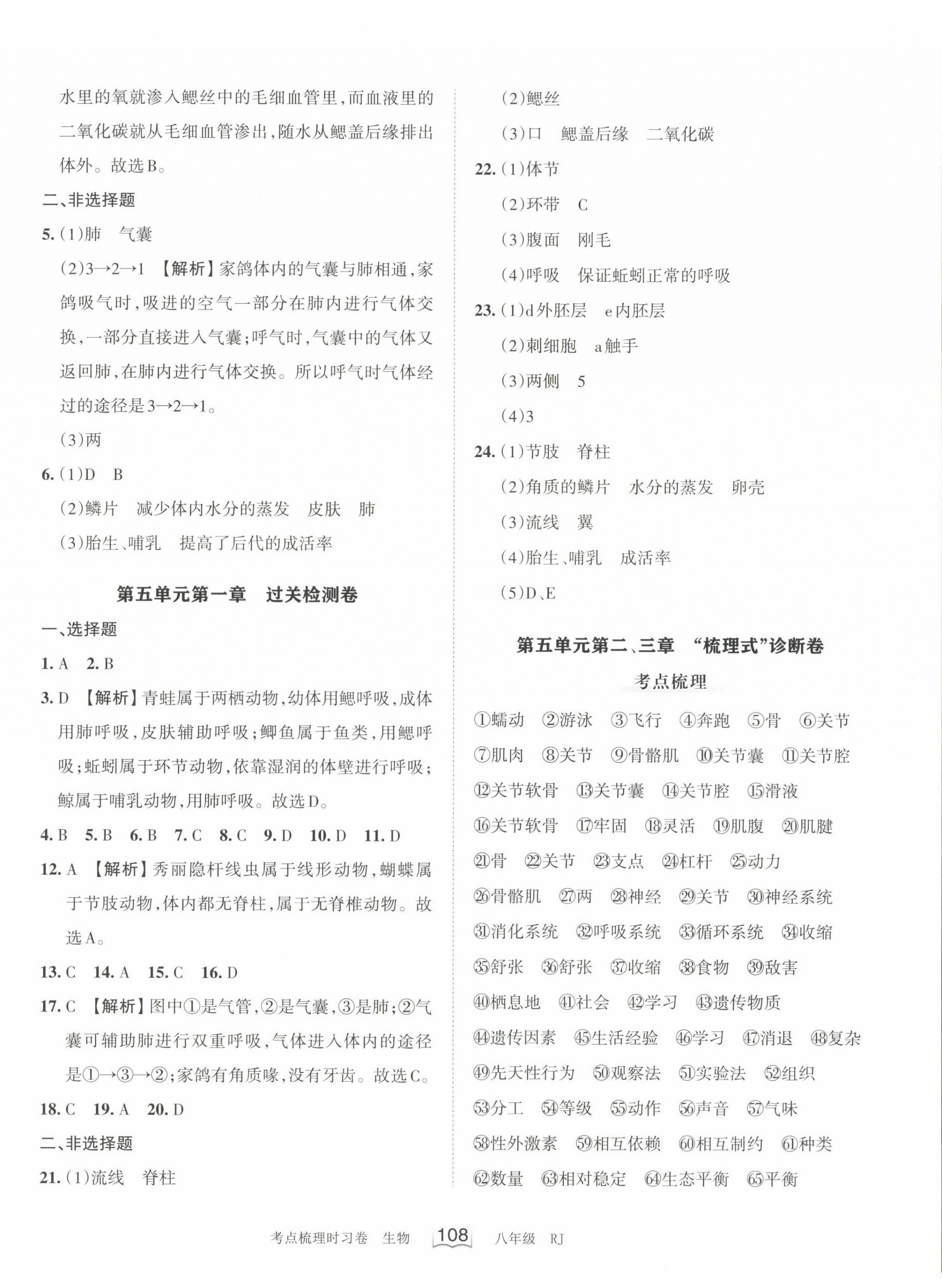 2022年王朝霞考点梳理时习卷八年级生物上册人教版 第2页