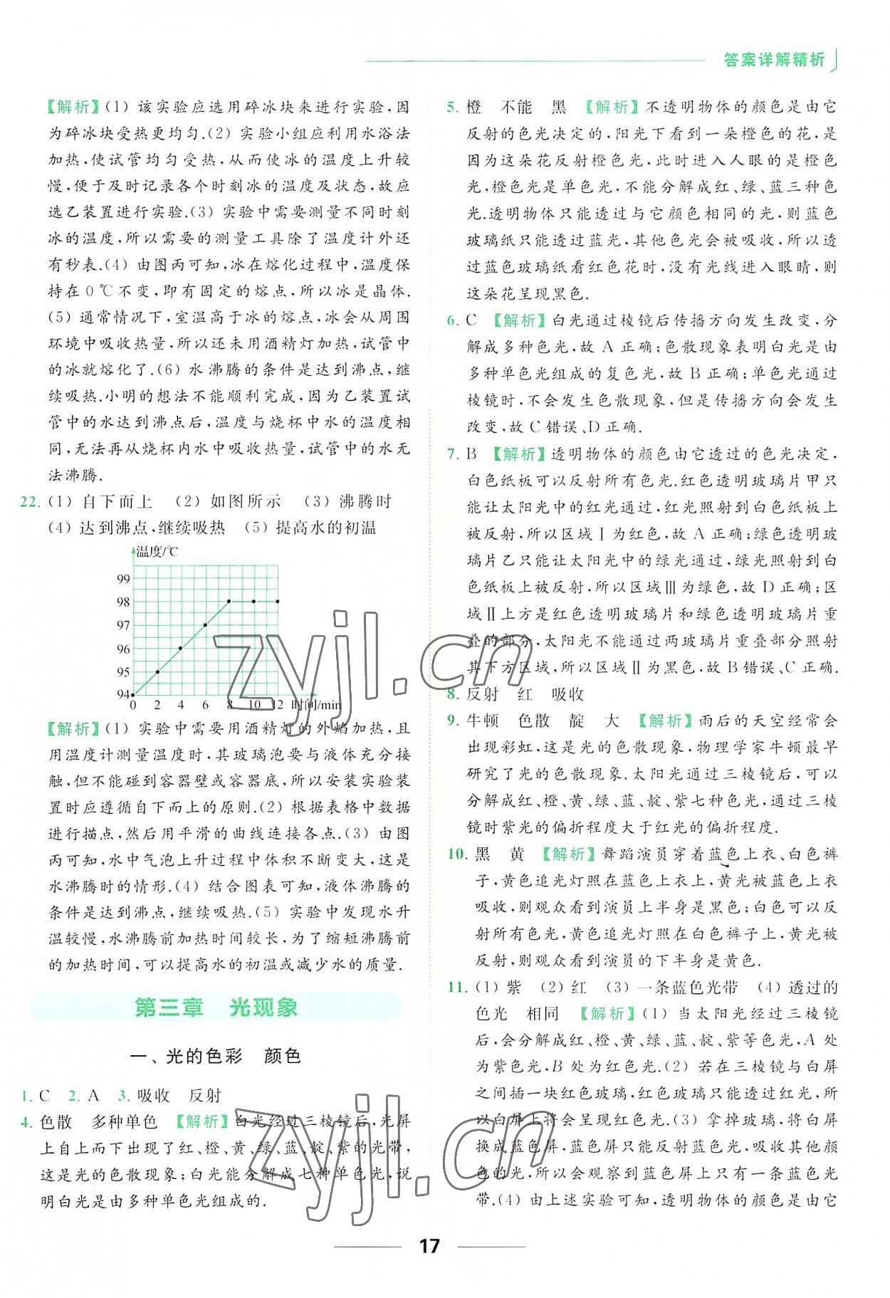 2022年亮点给力提优课时作业本八年级物理上册苏科版 参考答案第17页