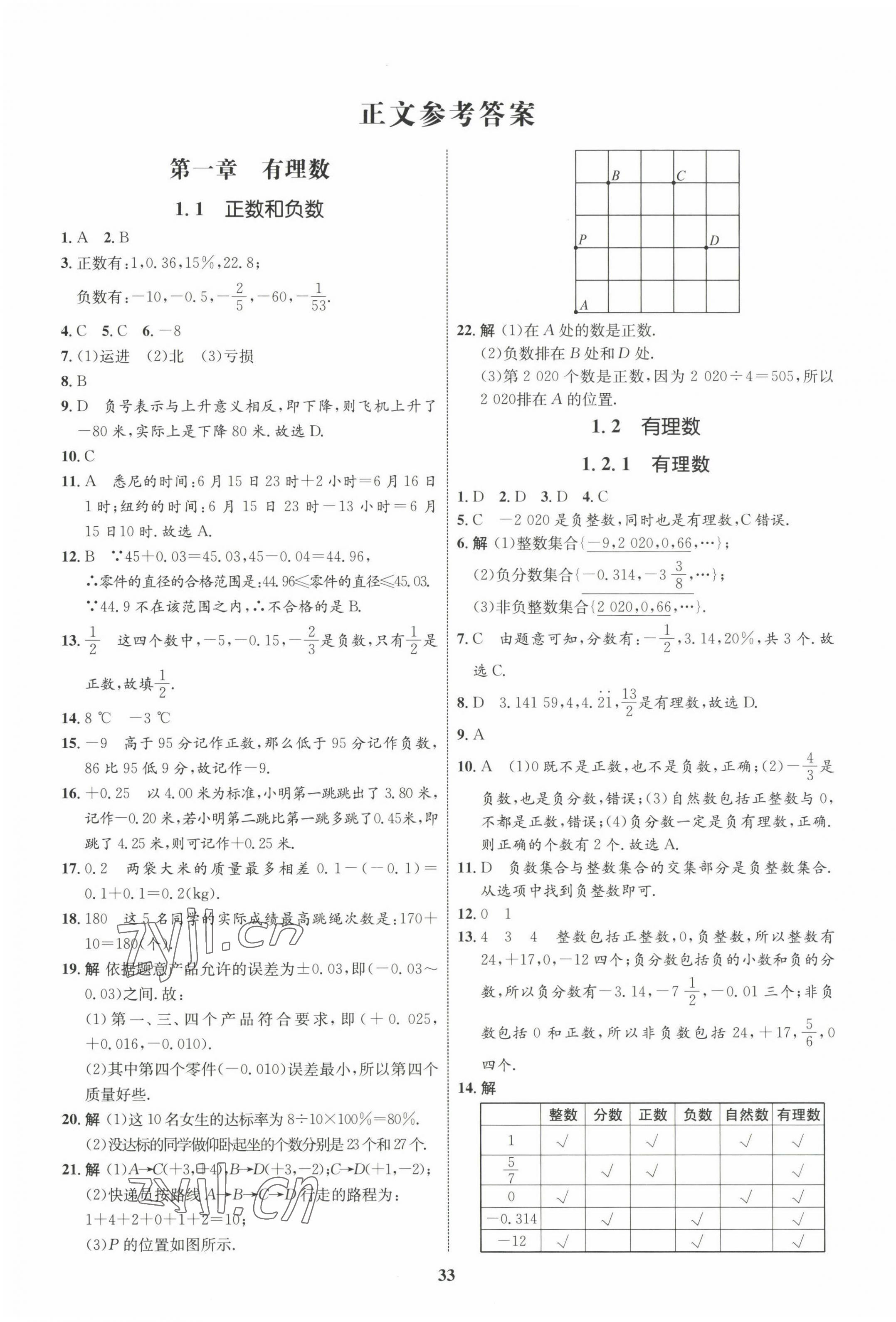 2022年同步学考优化设计七年级数学上册人教版 第1页