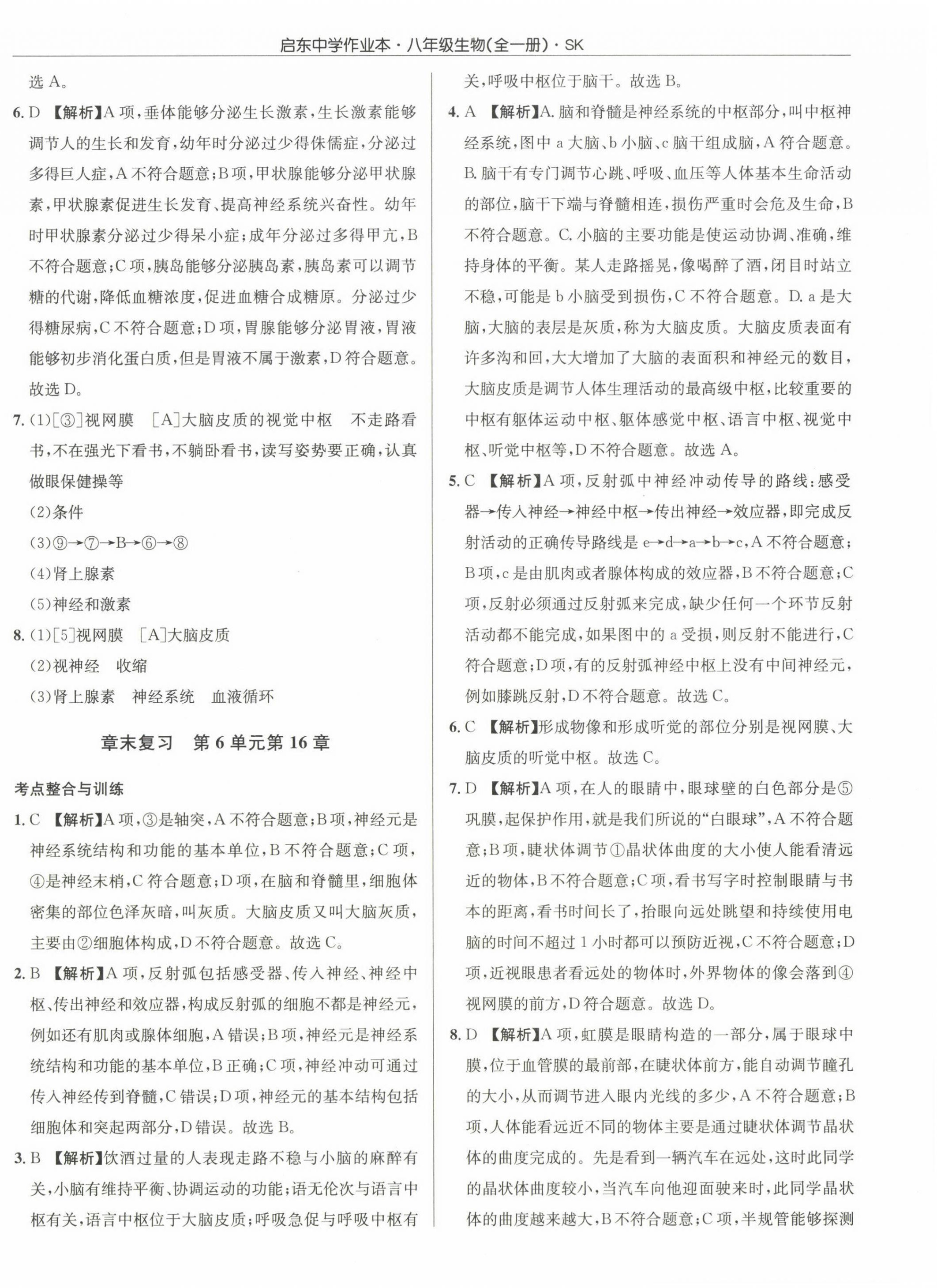 2022年启东中学作业本八年级生物全一册苏科版 第20页