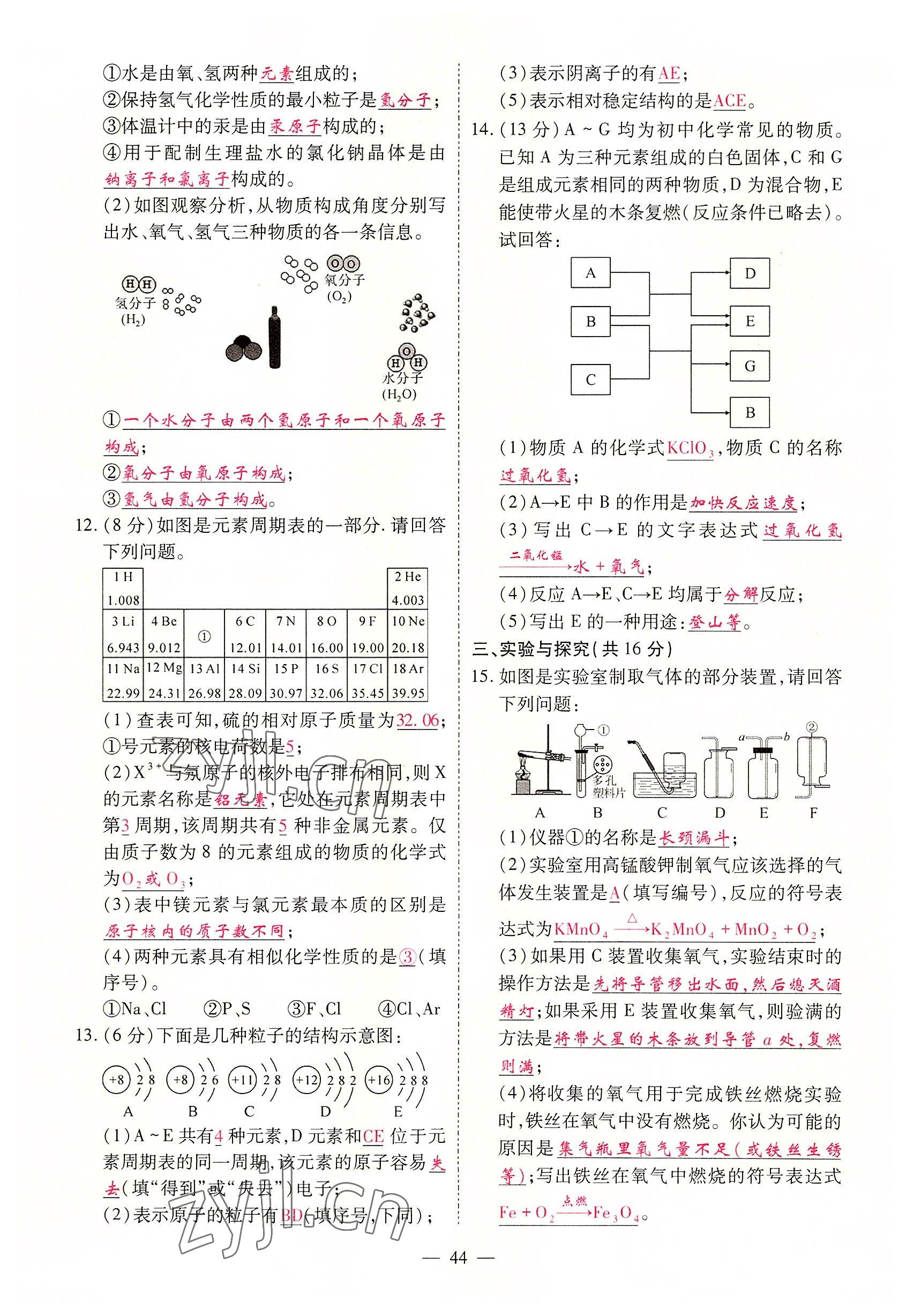 2022年優(yōu)課堂給力A加九年級化學(xué)全一冊人教版 參考答案第12頁