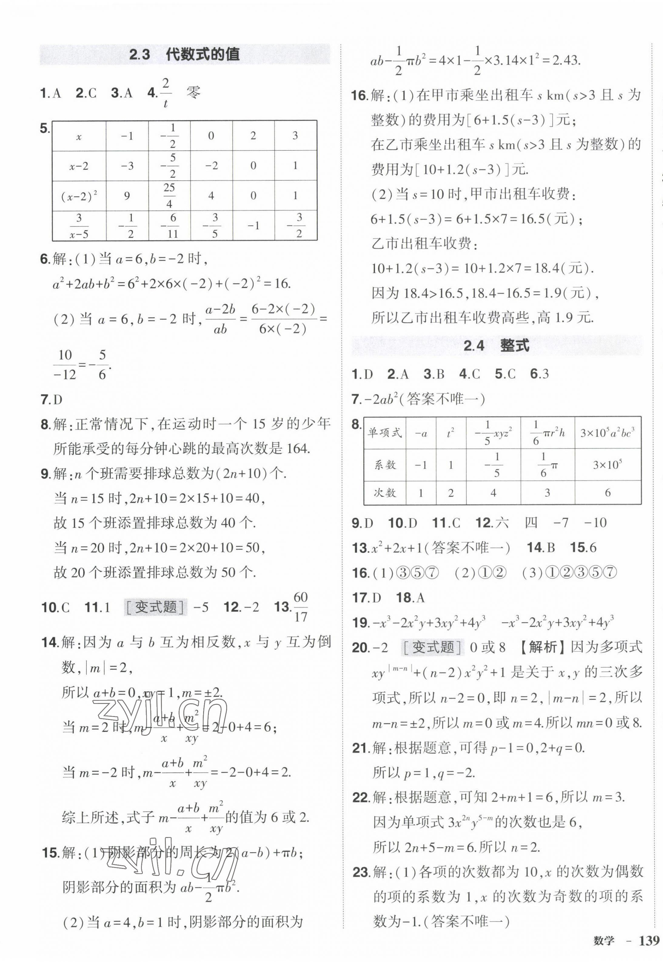 2022年状元成才路创优作业七年级数学上册湘教版 第9页