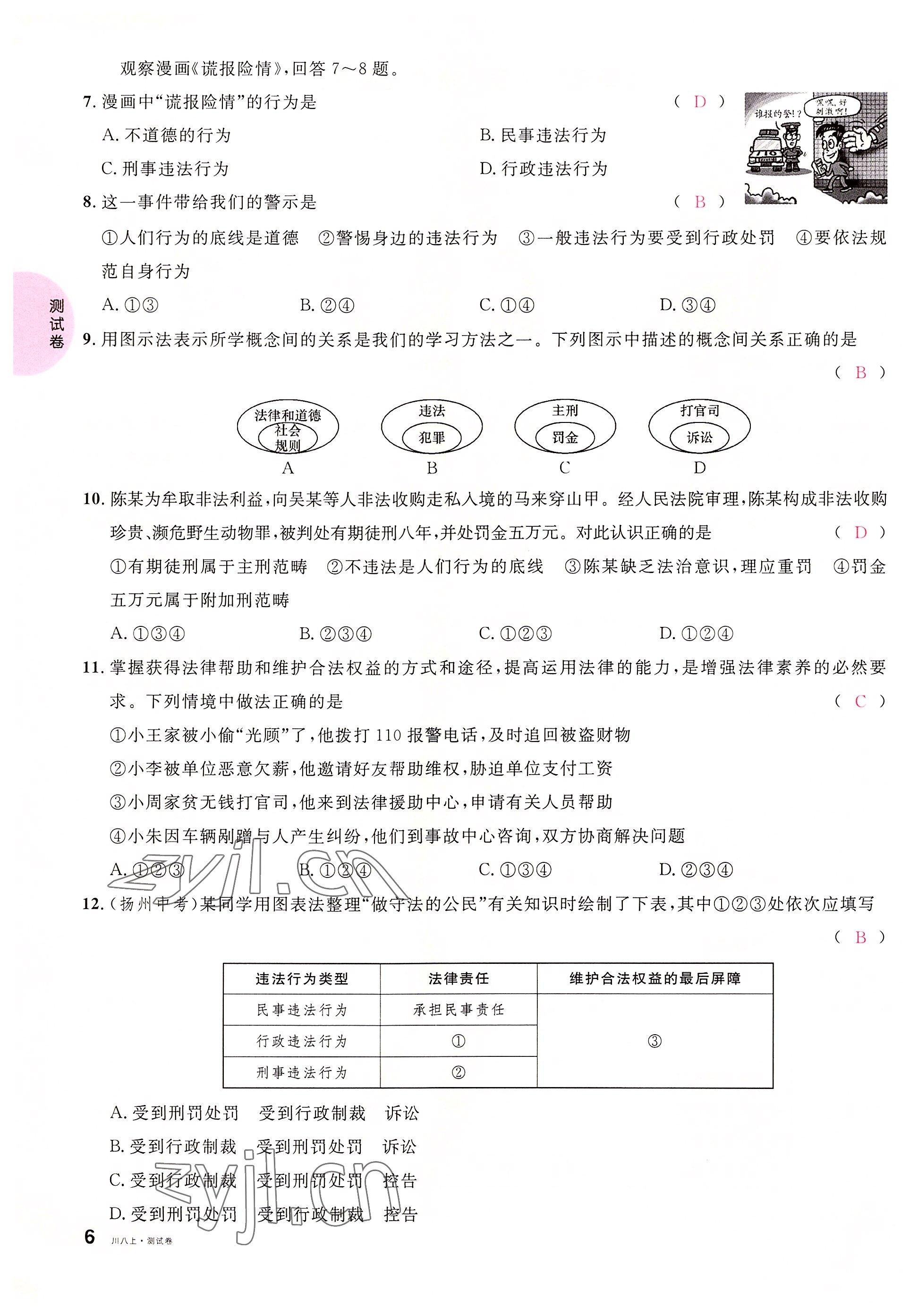 2022年名校課堂八年級(jí)道德與法治上冊(cè)人教版四川專(zhuān)版 參考答案第12頁(yè)