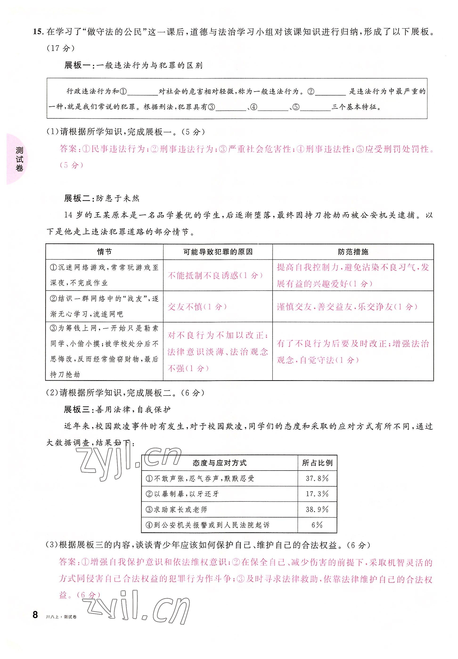 2022年名校課堂八年級(jí)道德與法治上冊(cè)人教版四川專版 參考答案第16頁