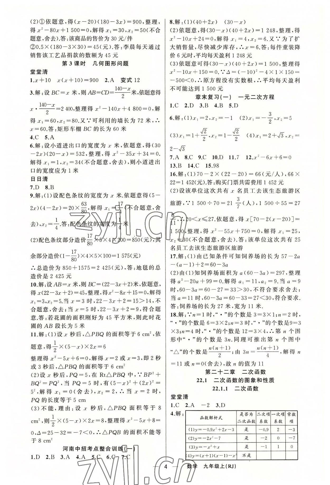 2022年四清導航九年級數(shù)學上冊人教版河南專版 第4頁