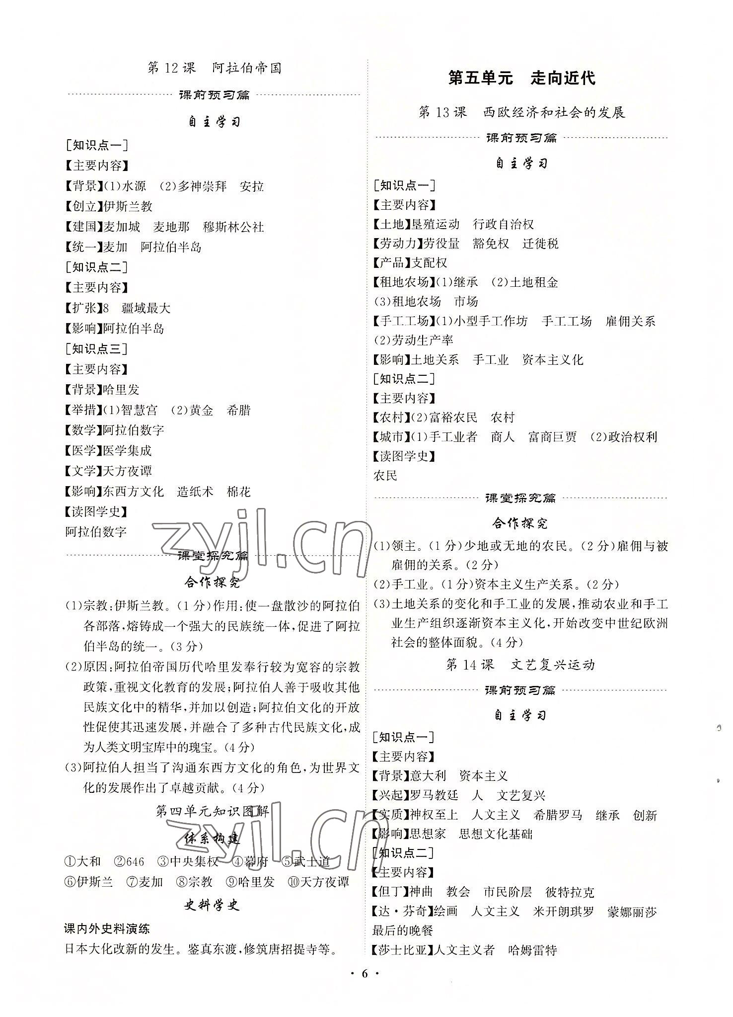 2022年精准同步九年级历史全一册人教版广州专版 第6页